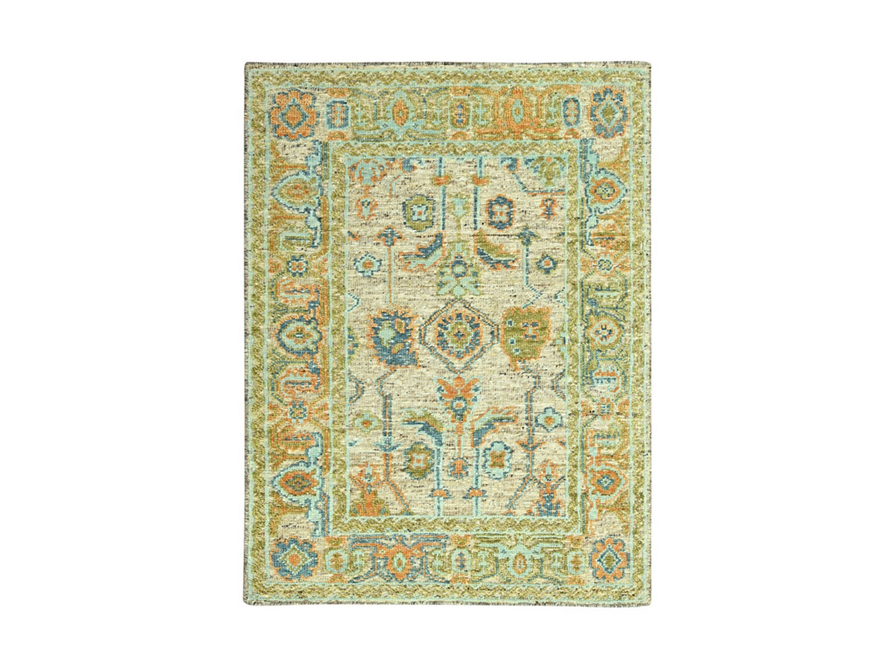 5'x7' Tan Brown, Oushak with Exposed Warps, Oxidized and Distressed, Hand Knotted, Pure Wool, Oriental Rug HR77018