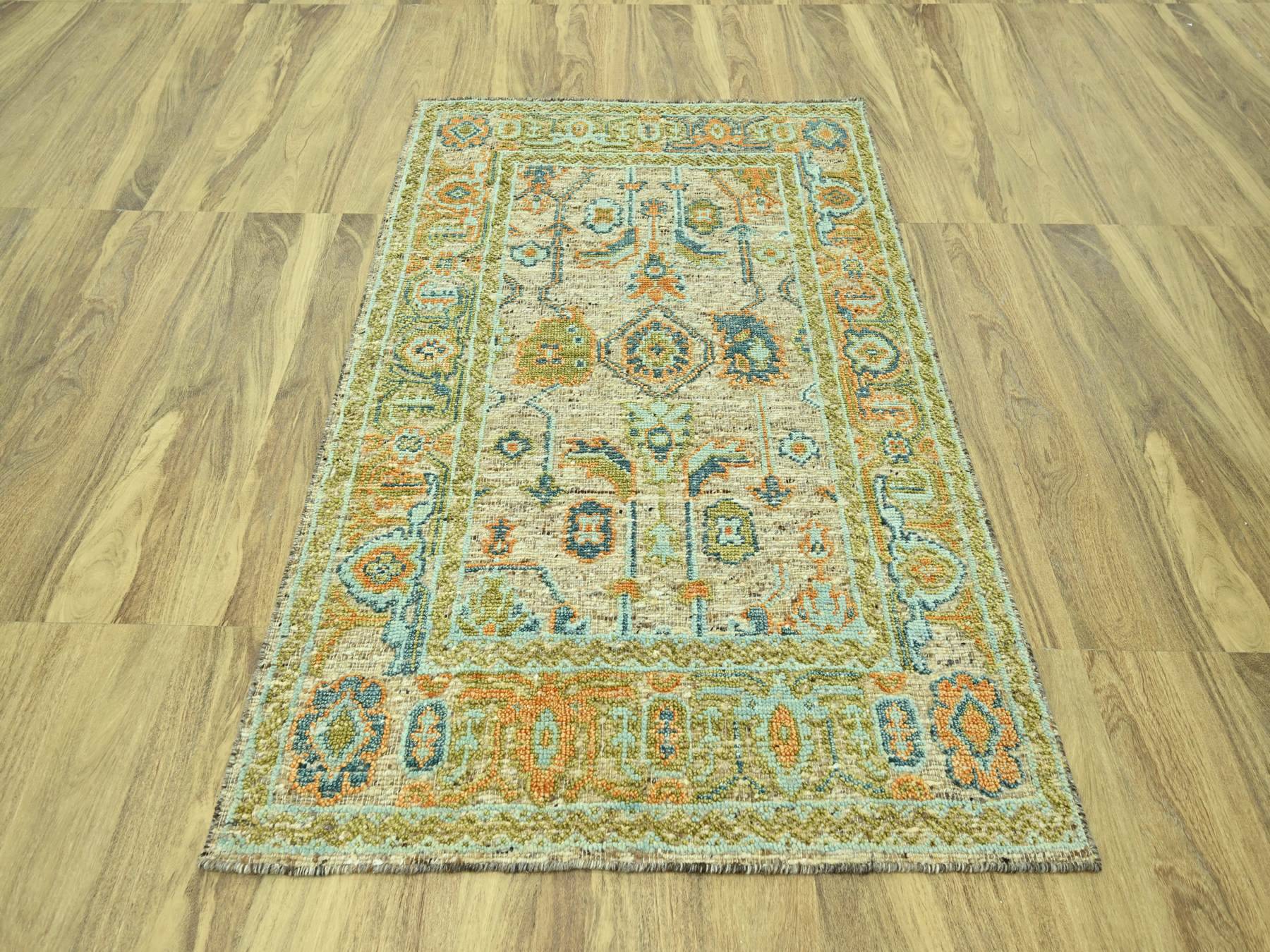 5'x7' Tan Brown, Oushak with Exposed Warps, Oxidized and Distressed, Hand Knotted, Pure Wool, Oriental Rug HR77018 - Image 2
