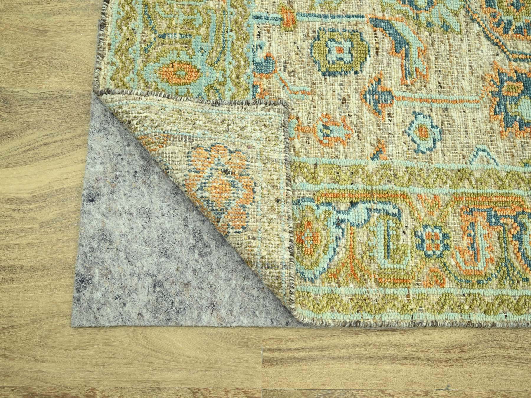 5'x7' Tan Brown, Oushak with Exposed Warps, Oxidized and Distressed, Hand Knotted, Pure Wool, Oriental Rug HR77018 - Image 3