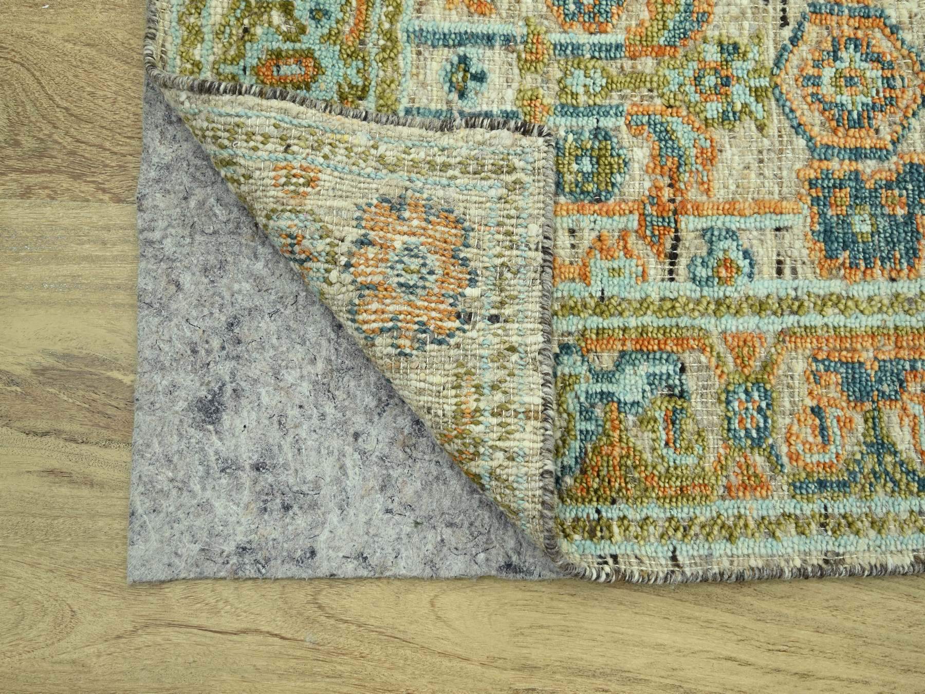 3'1"x5'1" Tan Brown, Oushak with Exposed Warps, Oxidized and Distressed, Hand Knotted, Pure Wool, Oriental Rug HR77023 - Image 3