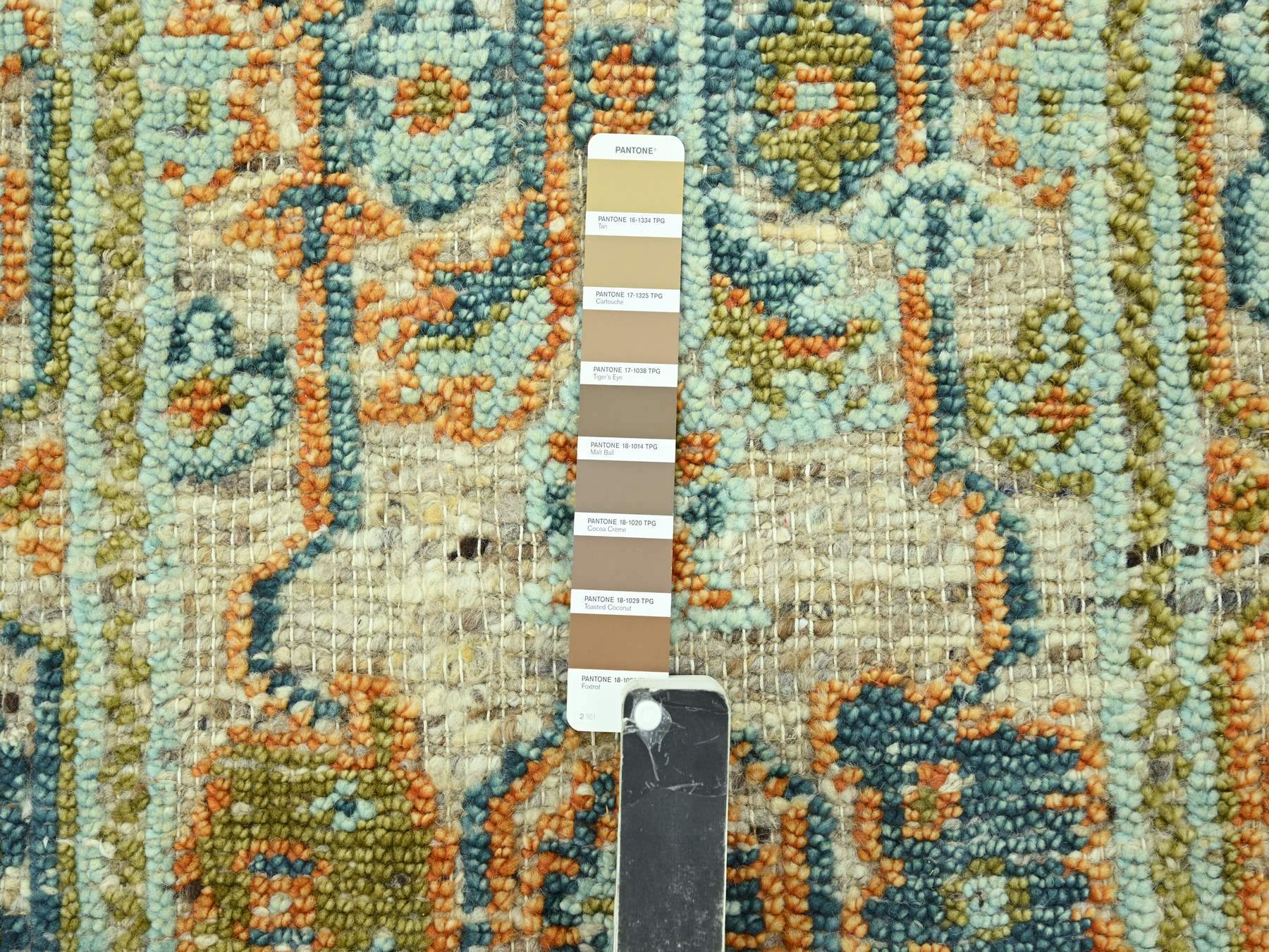 3'1"x5'1" Tan Brown, Oushak with Exposed Warps, Oxidized and Distressed, Hand Knotted, Pure Wool, Oriental Rug HR77023 - Image 4