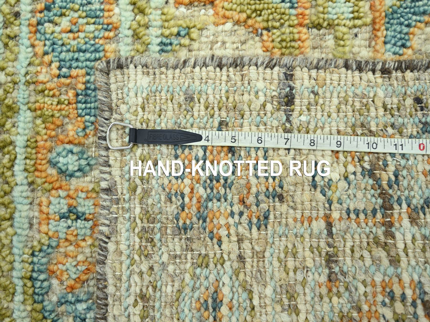 2'6"x6' Tan Brown, Hand Knotted, Oushak with Exposed Warps, Oxidized and Distressed, Pure Wool, Runner, Oriental Rug HR77027 - Image 7