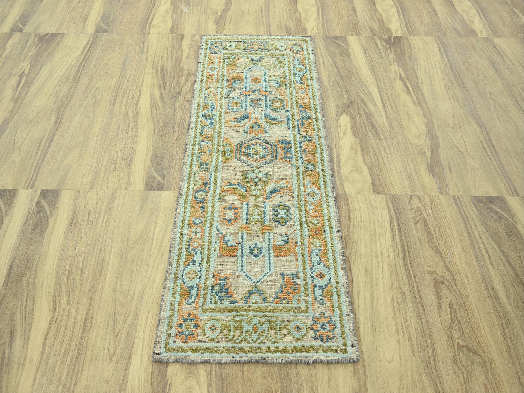 2'7"x6'2" Tan Brown, Oushak with Exposed Warps, Oxidized and Distressed, Pure Wool, Hand Knotted, Runner, Oriental Rug HR77028 - Image 2