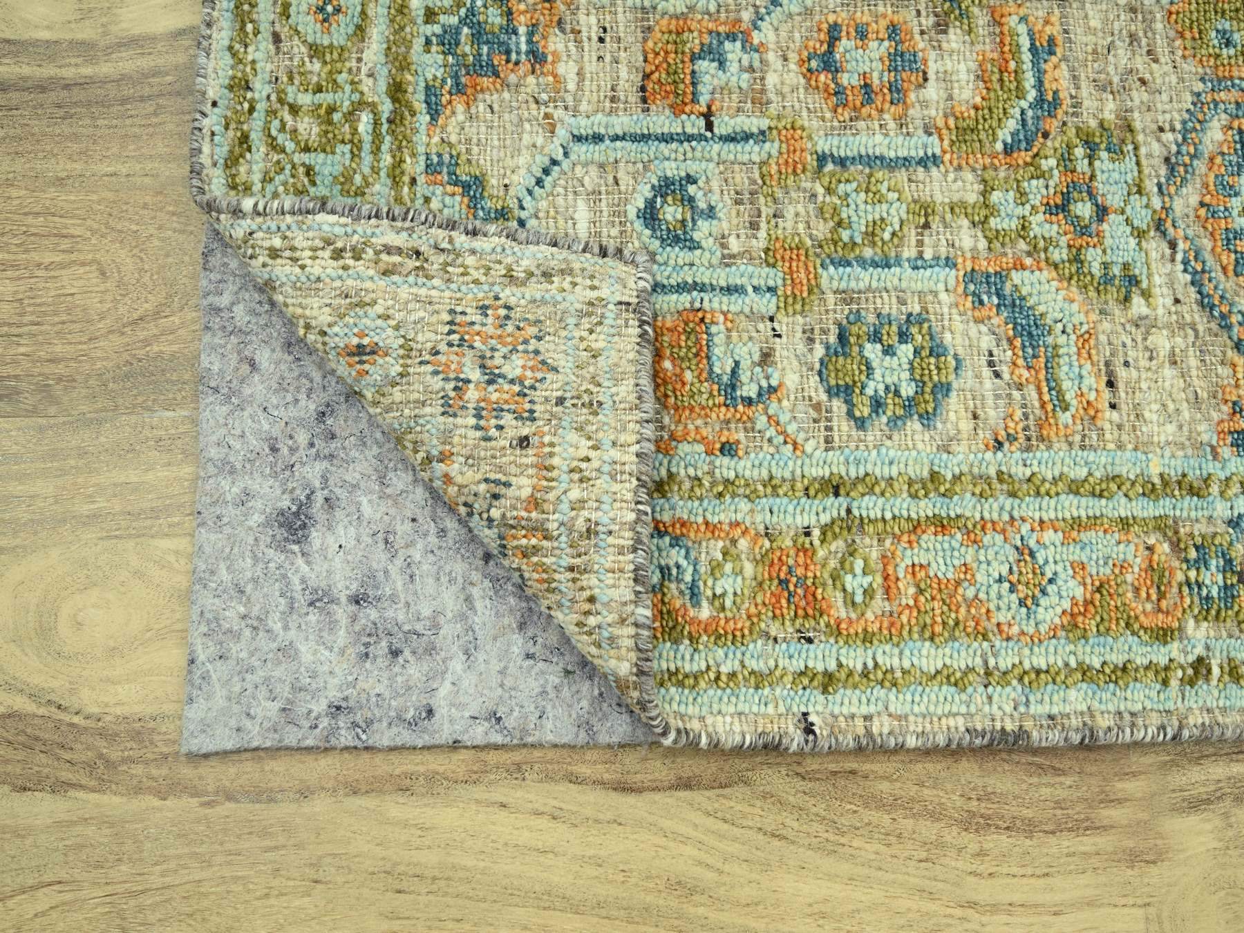 2'7"x6'2" Tan Brown, Oushak with Exposed Warps, Oxidized and Distressed, Pure Wool, Hand Knotted, Runner, Oriental Rug HR77028 - Image 3