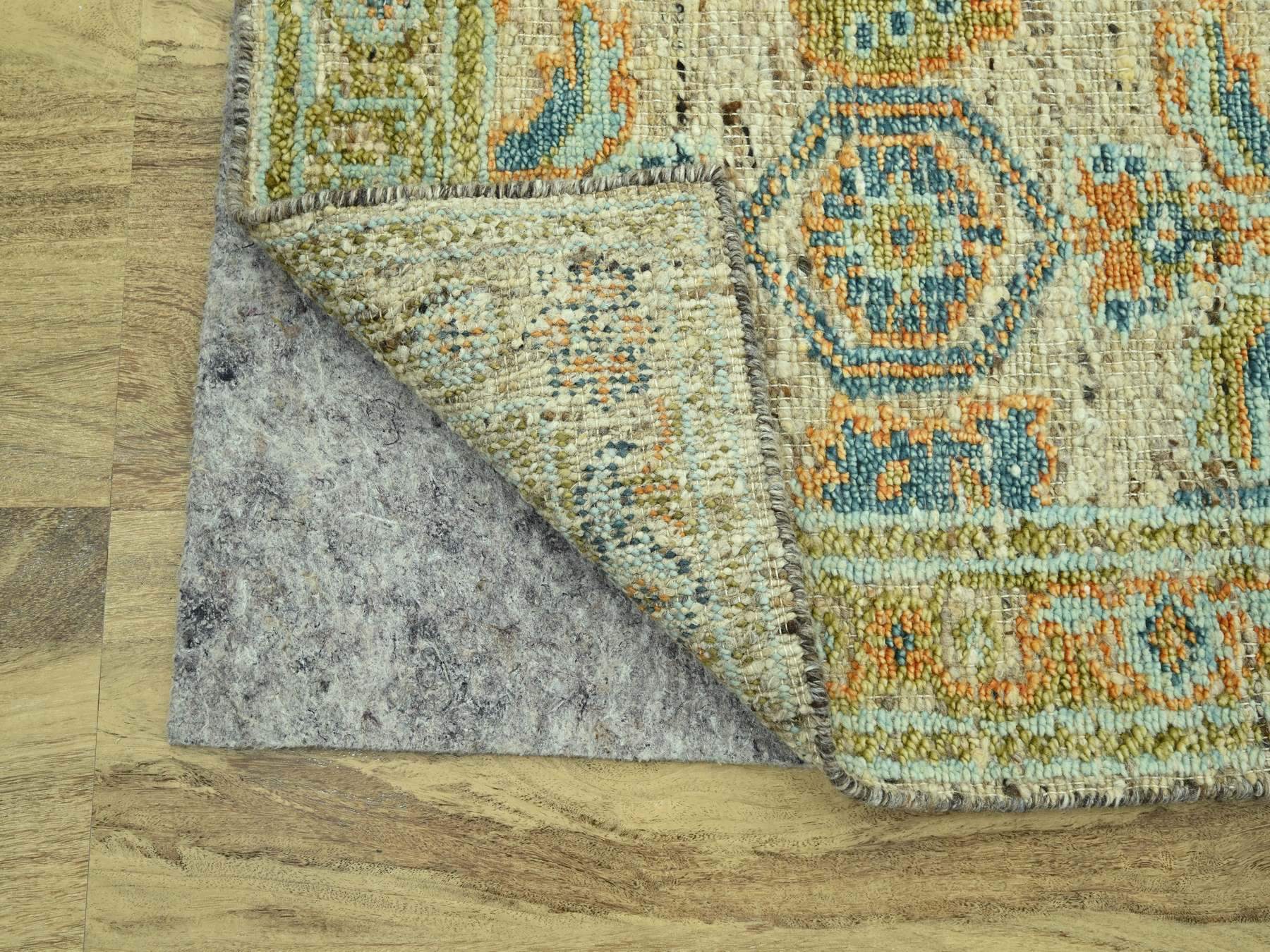 2'7"x8'1" Tan Brown, Oushak with Exposed Warps, Oxidized and Distressed, Pure Wool, Hand Knotted, Runner, Oriental Rug HR77032 - Image 3