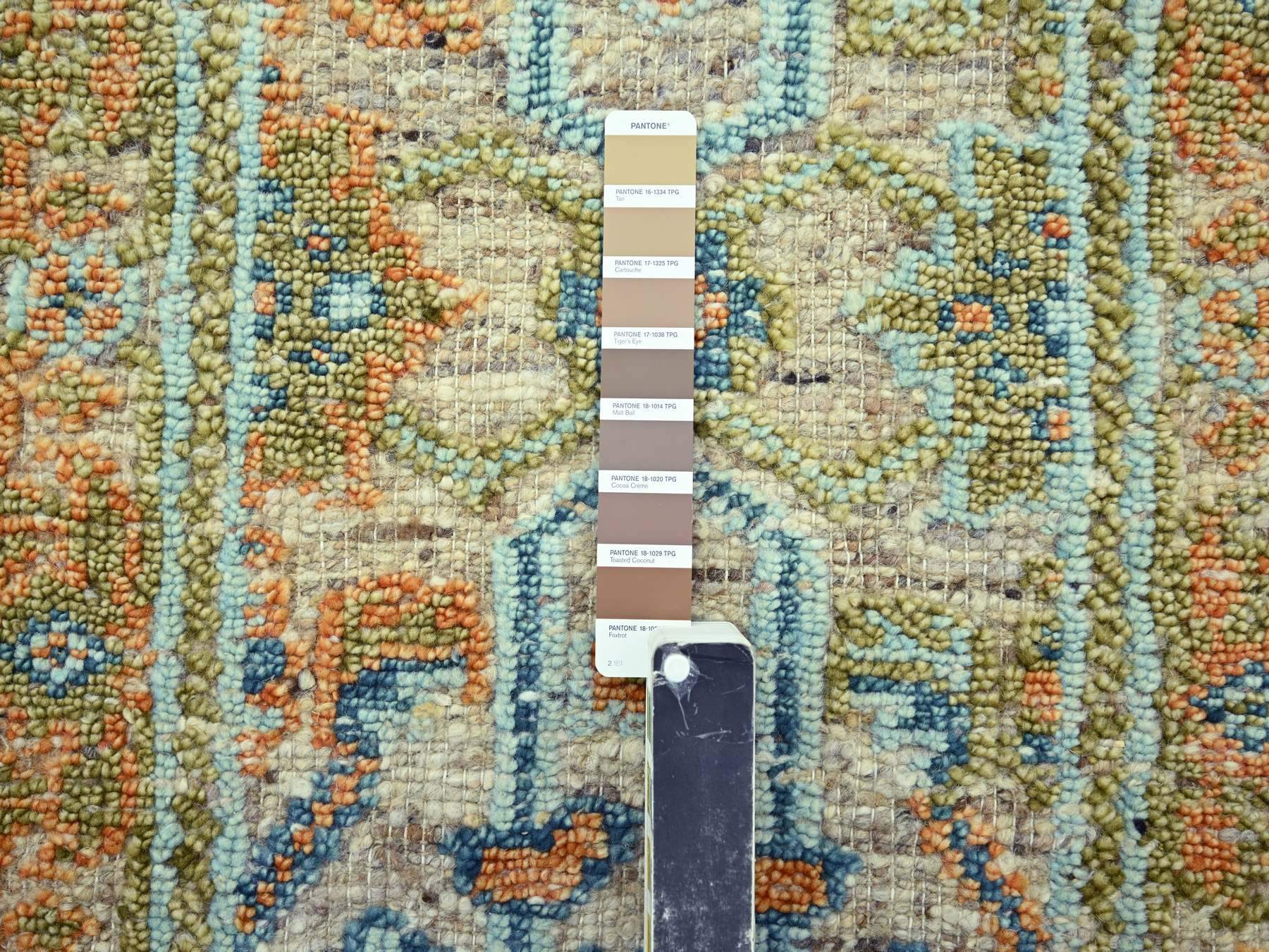 2'7"x8'1" Tan Brown, Oushak with Exposed Warps, Oxidized and Distressed, Pure Wool, Hand Knotted, Runner, Oriental Rug HR77032 - Image 4