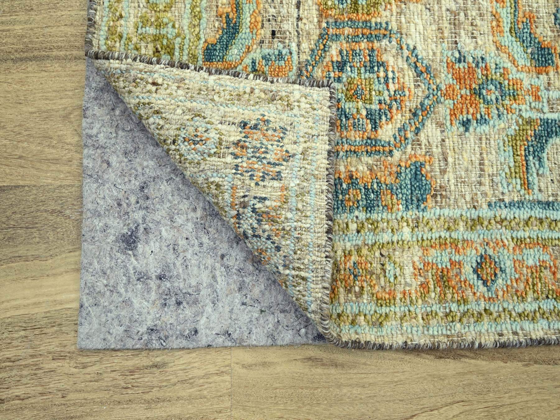 2'7"x8'1" Tan Brown, Oushak with Exposed Warps, Oxidized and Distressed, Pure Wool, Hand Knotted, Runner, Oriental Rug HR77034 - Image 3