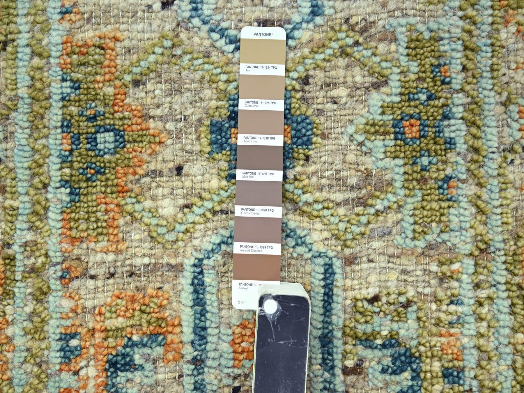 2'7"x8'1" Tan Brown, Oushak with Exposed Warps, Oxidized and Distressed, Pure Wool, Hand Knotted, Runner, Oriental Rug HR77034 - Image 4