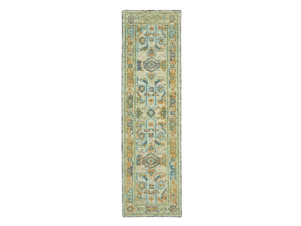 2'7"x10' Tan Brown, Oushak with Exposed Warps, Oxidized and Distressed, Pure Wool, Hand Knotted, Runner, Oriental Rug HR77035