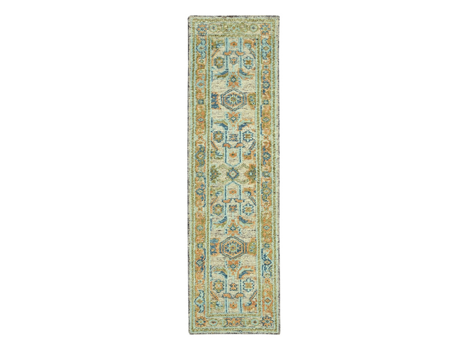 2'7"x10' Tan Brown, Oushak with Exposed Warps, Oxidized and Distressed, Pure Wool, Hand Knotted, Runner, Oriental Rug HR77035