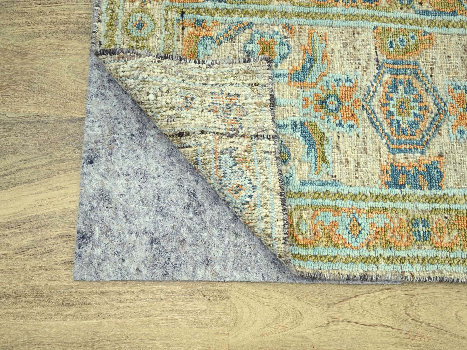 2'7"x10' Tan Brown, Oushak with Exposed Warps, Oxidized and Distressed, Pure Wool, Hand Knotted, Runner, Oriental Rug HR77035 - Image 3