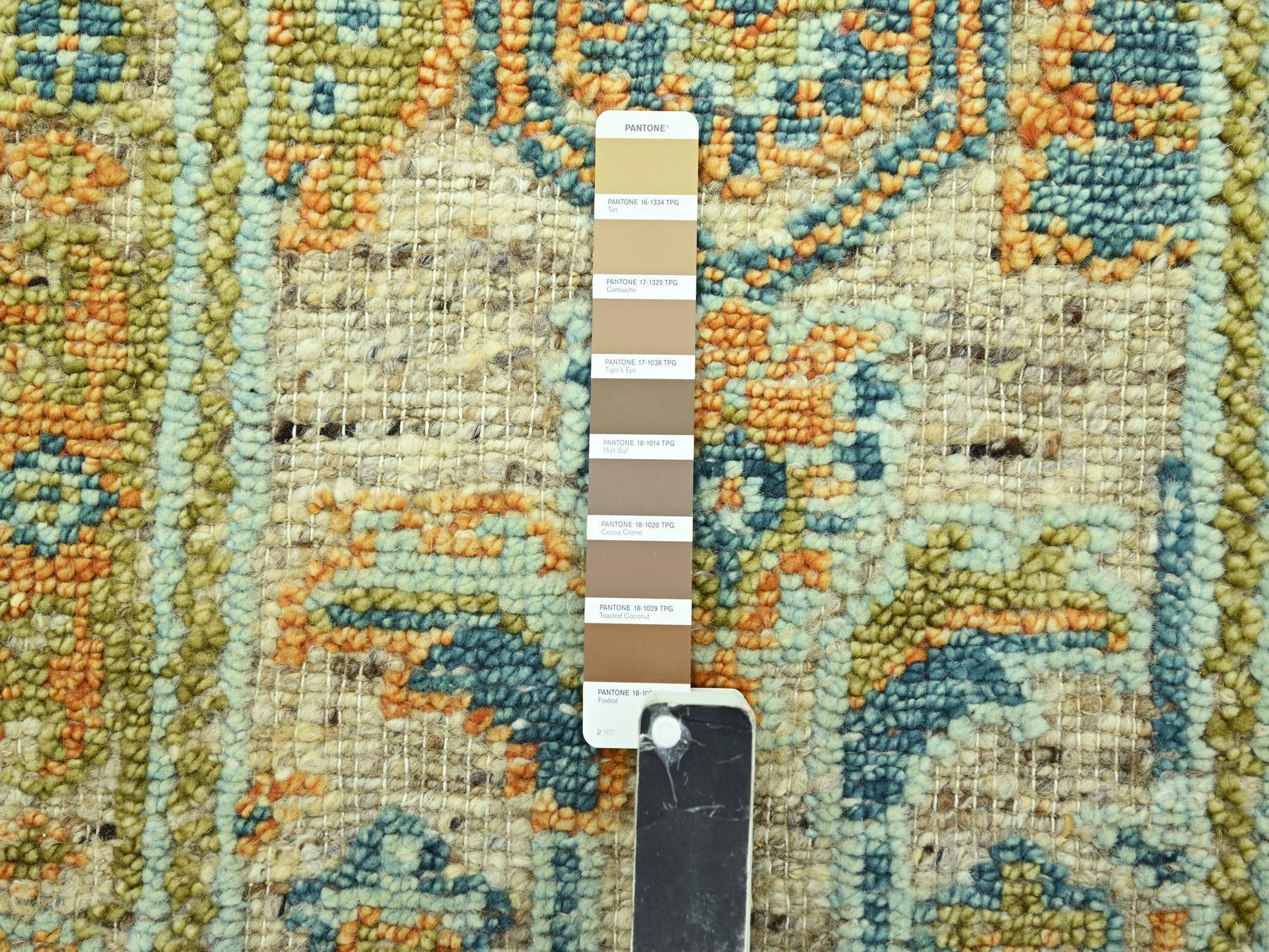 2'7"x10' Tan Brown, Oushak with Exposed Warps, Oxidized and Distressed, Pure Wool, Hand Knotted, Runner, Oriental Rug HR77035 - Image 4