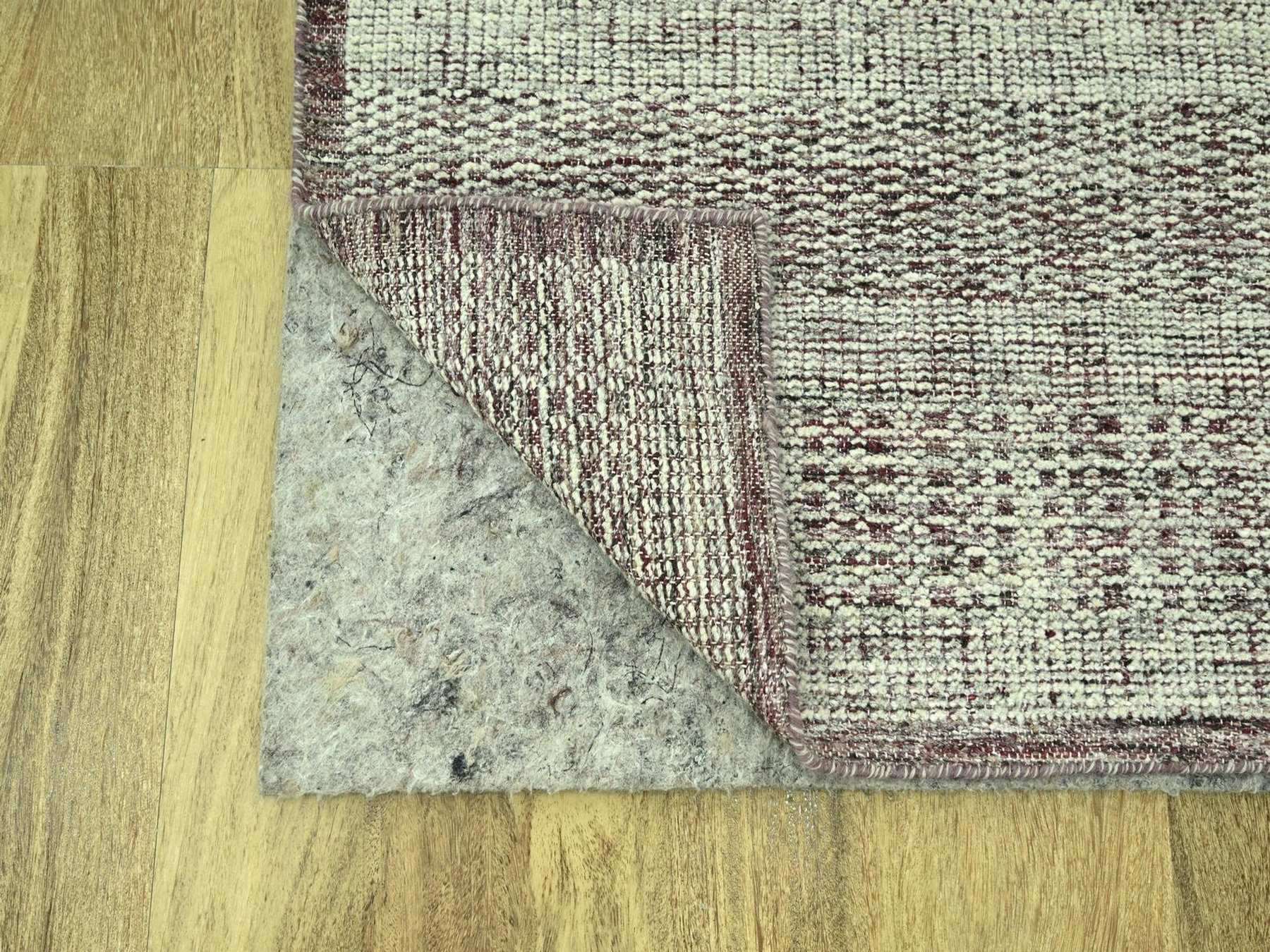 2'7"x12' Wine Red with Ivory, 100% Wool, Hand Knotted, Oxidized and Distressed Grass Design with Exposed Warps, Narrow Runner, Oriental Rug HR77049 - Image 3