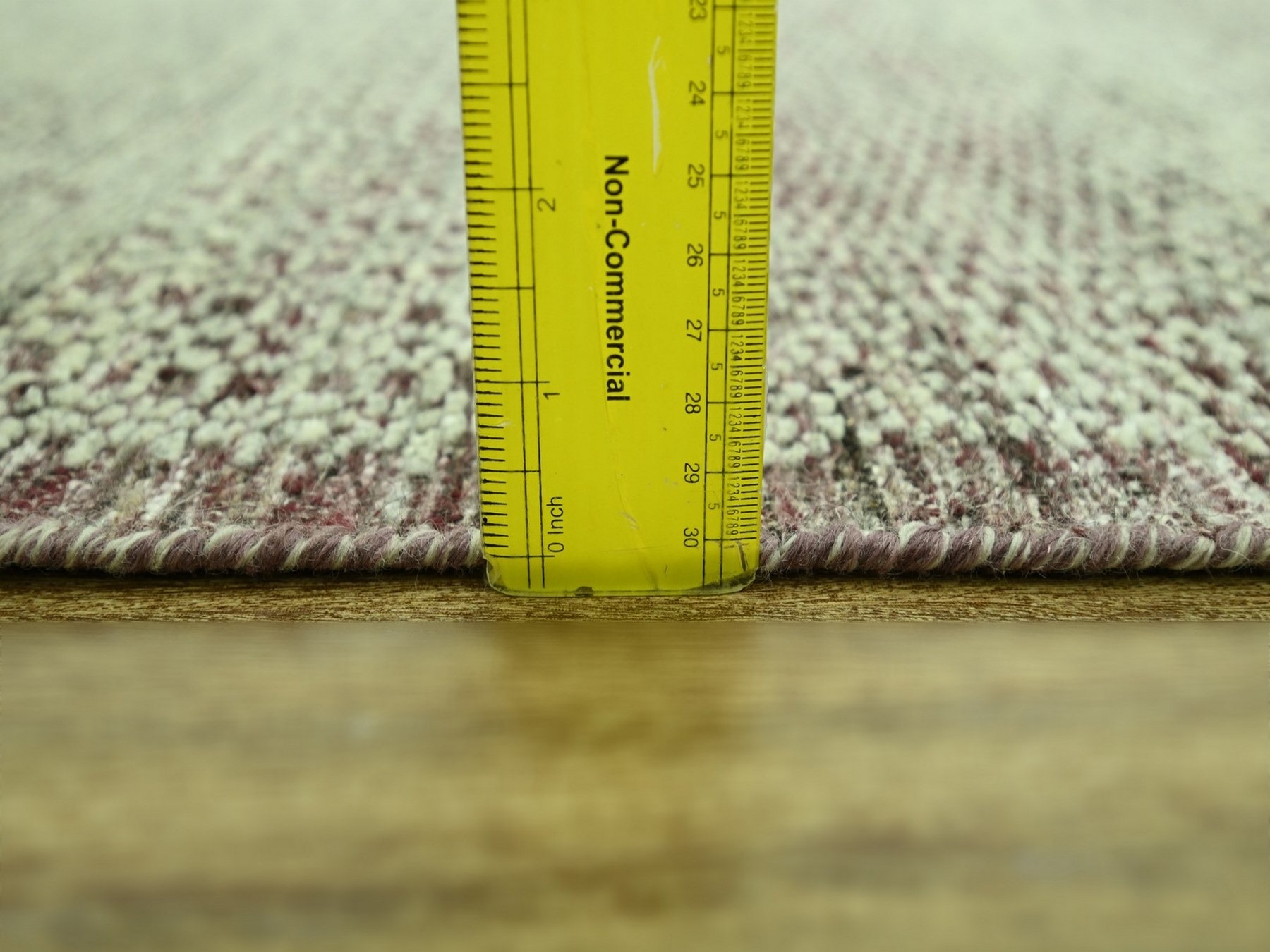2'7"x12' Wine Red with Ivory, 100% Wool, Hand Knotted, Oxidized and Distressed Grass Design with Exposed Warps, Narrow Runner, Oriental Rug HR77049 - Image 6
