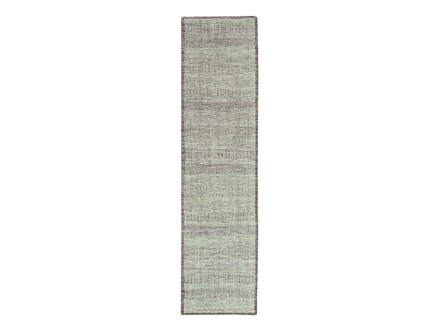 2'7"x12' Wine Red with Ivory, 100% Wool, Hand Knotted, Oxidized and Distressed Grass Design with Exposed Warps, Narrow Runner, Oriental Rug HR77051