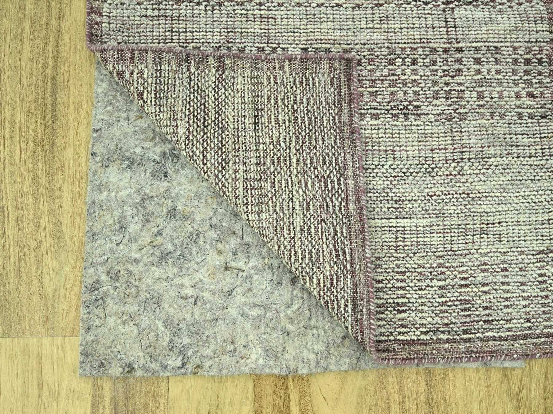 2'7"x10'2" Wine Red with Ivory, Hand Knotted, 100% Wool, Oxidized and Distressed Grass Design with Exposed Warps, Narrow Runner, Oriental Rug HR77052 - Image 3