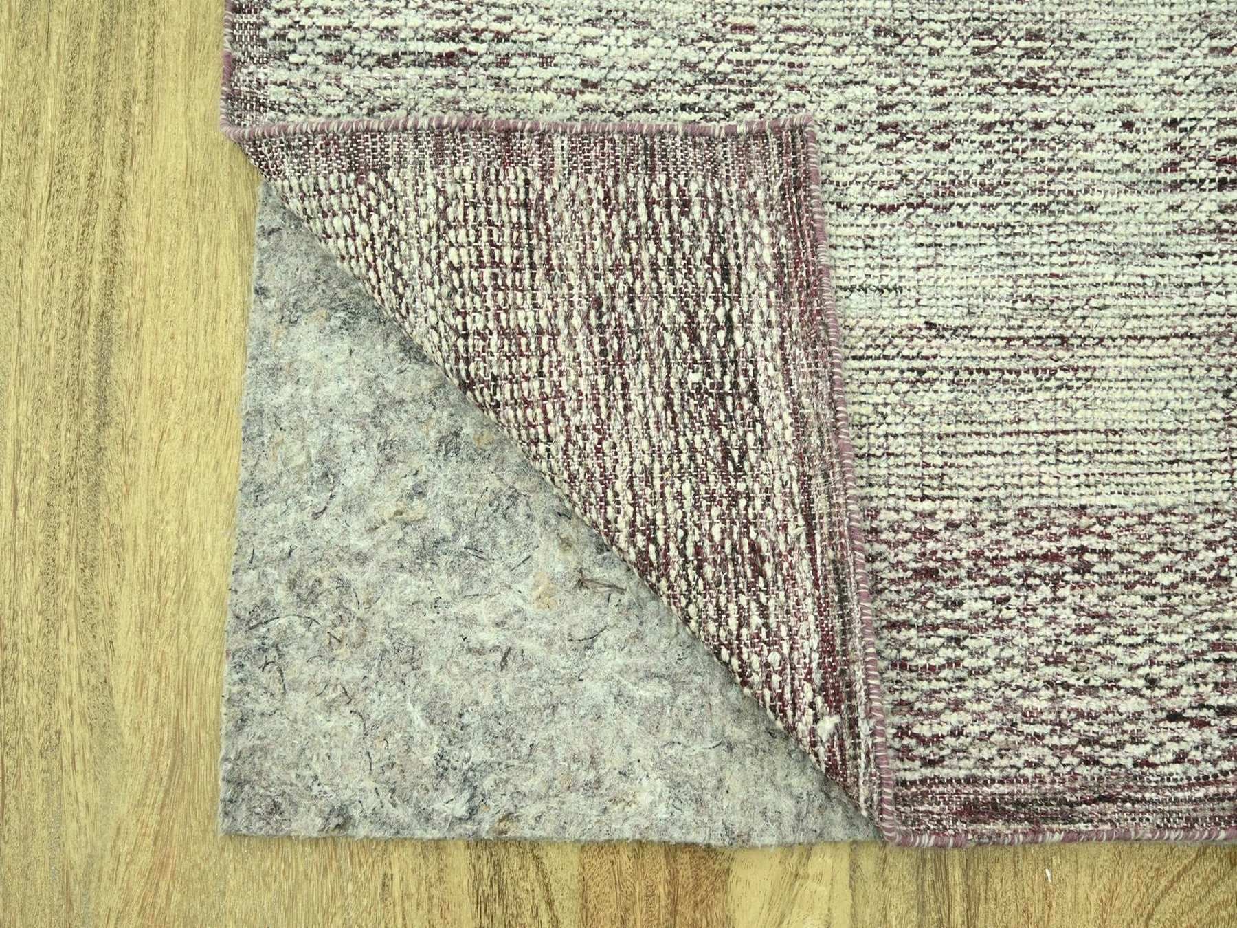 2'7"x6' Wine Red with Ivory, 100% Wool, Hand Knotted, Oxidized and Distressed Grass Design with Exposed Warps, Runner, Oriental Rug HR77056 - Image 3
