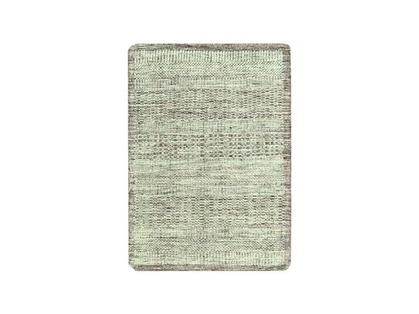 2'x3' Wine Red with Ivory, 100% Wool, Hand Knotted, Oxidized and Distressed Grass Design with Exposed Warps, Sample, Mat, Oriental Rug HR77058