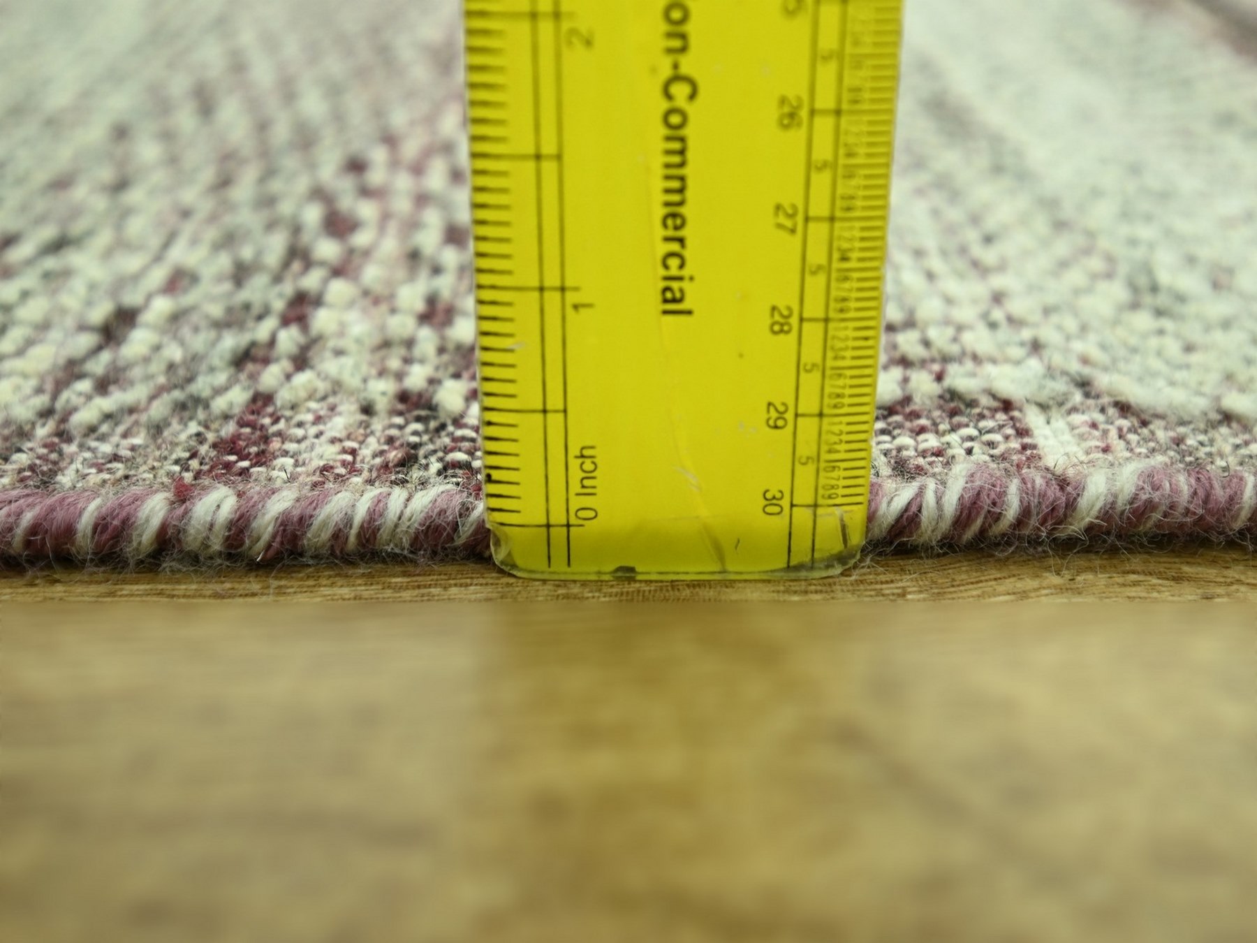 2'x3' Wine Red with Ivory, 100% Wool, Hand Knotted, Oxidized and Distressed Grass Design with Exposed Warps, Sample, Mat, Oriental Rug HR77058 - Image 3