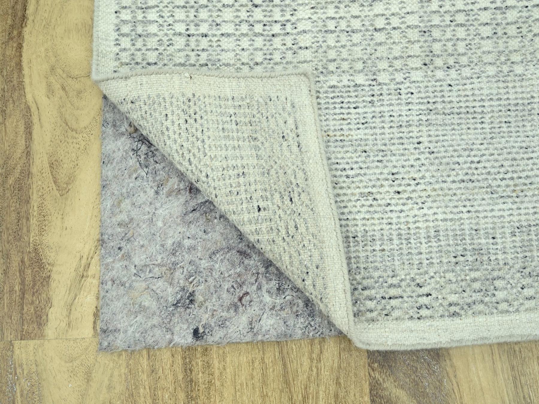 2'6"x11'10" Misty Gray, 100% Wool, Hand Knotted, Oxidized and Distressed Grass Design with Exposed Warps, Narrow Runner, Oriental Rug HR77061 - Image 3