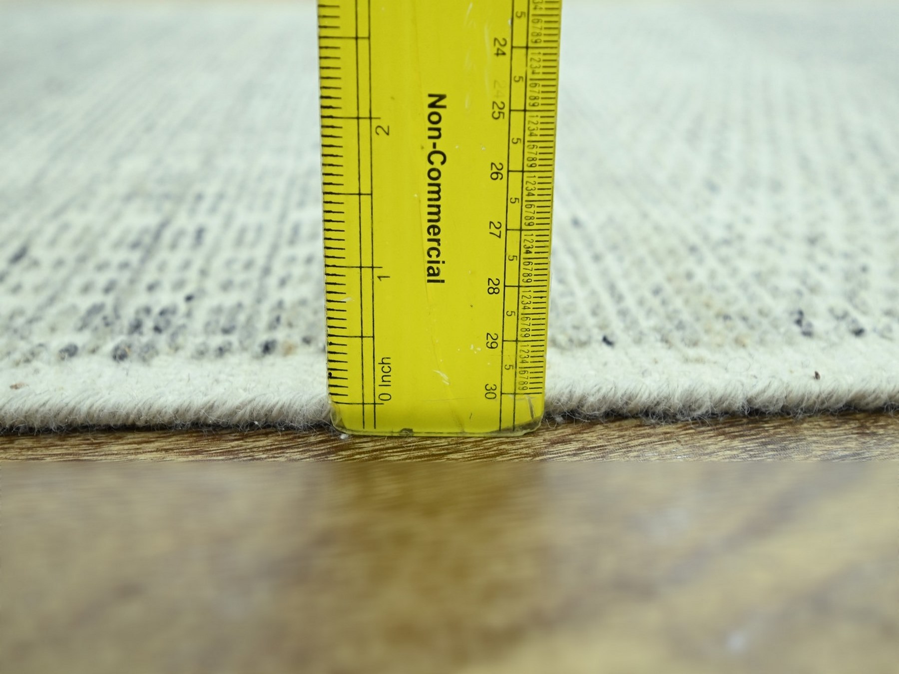 2'6"x11'10" Misty Gray, 100% Wool, Hand Knotted, Oxidized and Distressed Grass Design with Exposed Warps, Narrow Runner, Oriental Rug HR77061 - Image 6
