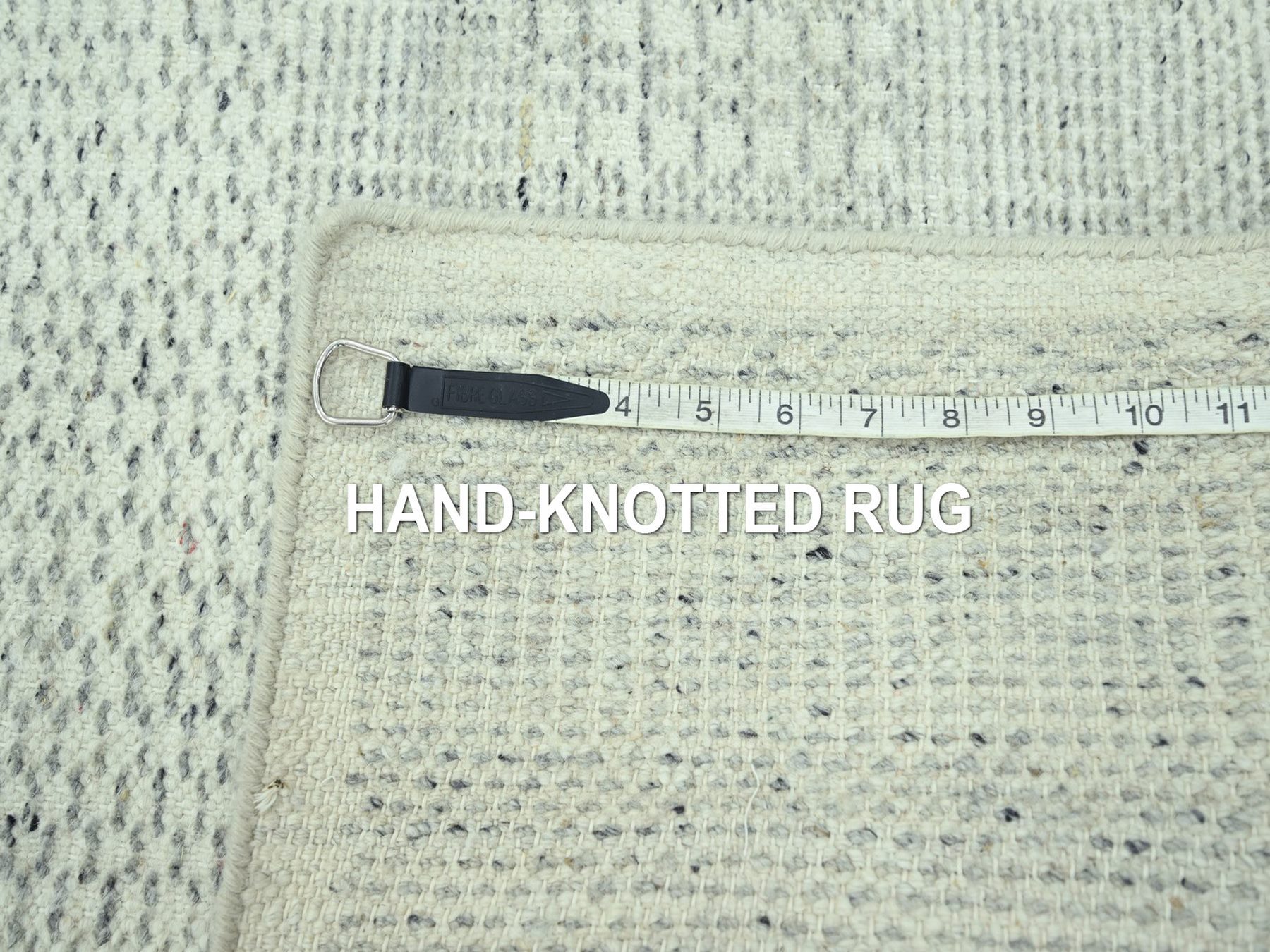 2'6"x11'10" Misty Gray, 100% Wool, Hand Knotted, Oxidized and Distressed Grass Design with Exposed Warps, Narrow Runner, Oriental Rug HR77061 - Image 7