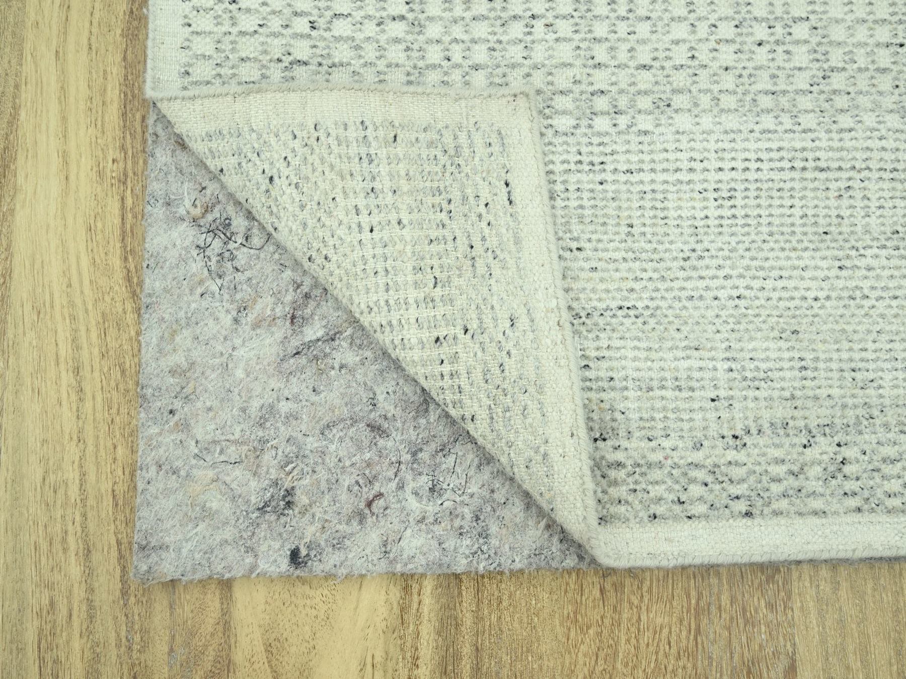 2'8"x11'10" Misty Gray, Oxidized and Distressed Grass Design with Exposed Warps, 100% Wool, Hand Knotted, Runner, Oriental Rug HR77063 - Image 3