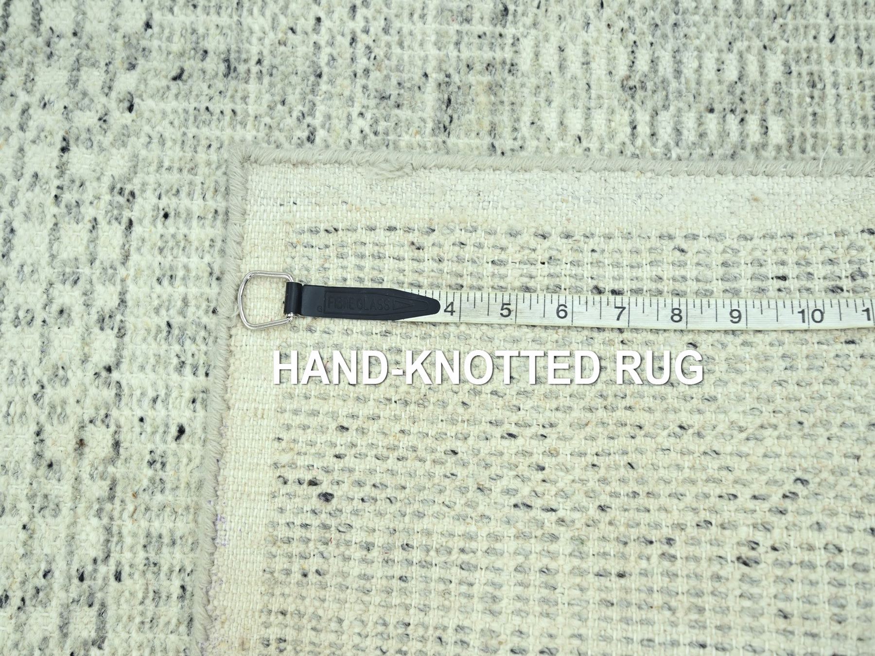 2'7"x10'2" Misty Gray, Oxidized and Distressed Grass Design with Exposed Warps, 100% Wool, Hand Knotted, Runner, Oriental Rug HR77066 - Image 7