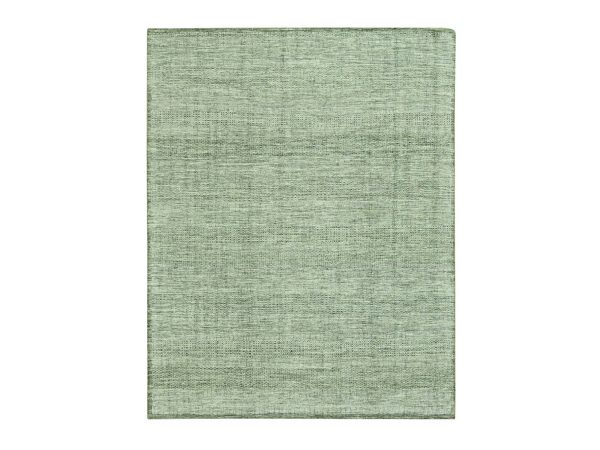 8'x10' Basil Green with Ivory, Oxidized and Distressed Grass Design with Exposed Warps, 100% Wool, Hand Knotted, Oriental Rug HR77078