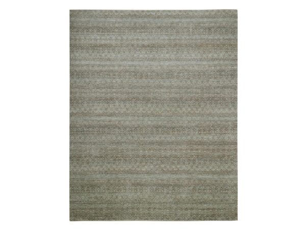 12'x15' Sage Green, Hand Knotted, Kohinoor Herat Pattern, Small Geometric Repetitive Diamond Design, Soft Wool, Tone on Tone, Oversized, XL, Oriental Rug HR77085