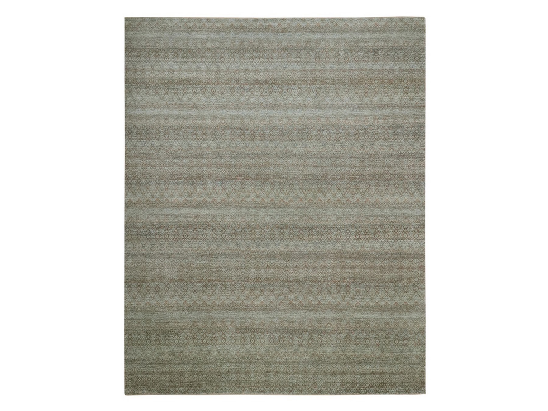 12'x15' Sage Green, Hand Knotted, Kohinoor Herat Pattern, Small Geometric Repetitive Diamond Design, Soft Wool, Tone on Tone, Oversized, XL, Oriental Rug HR77085