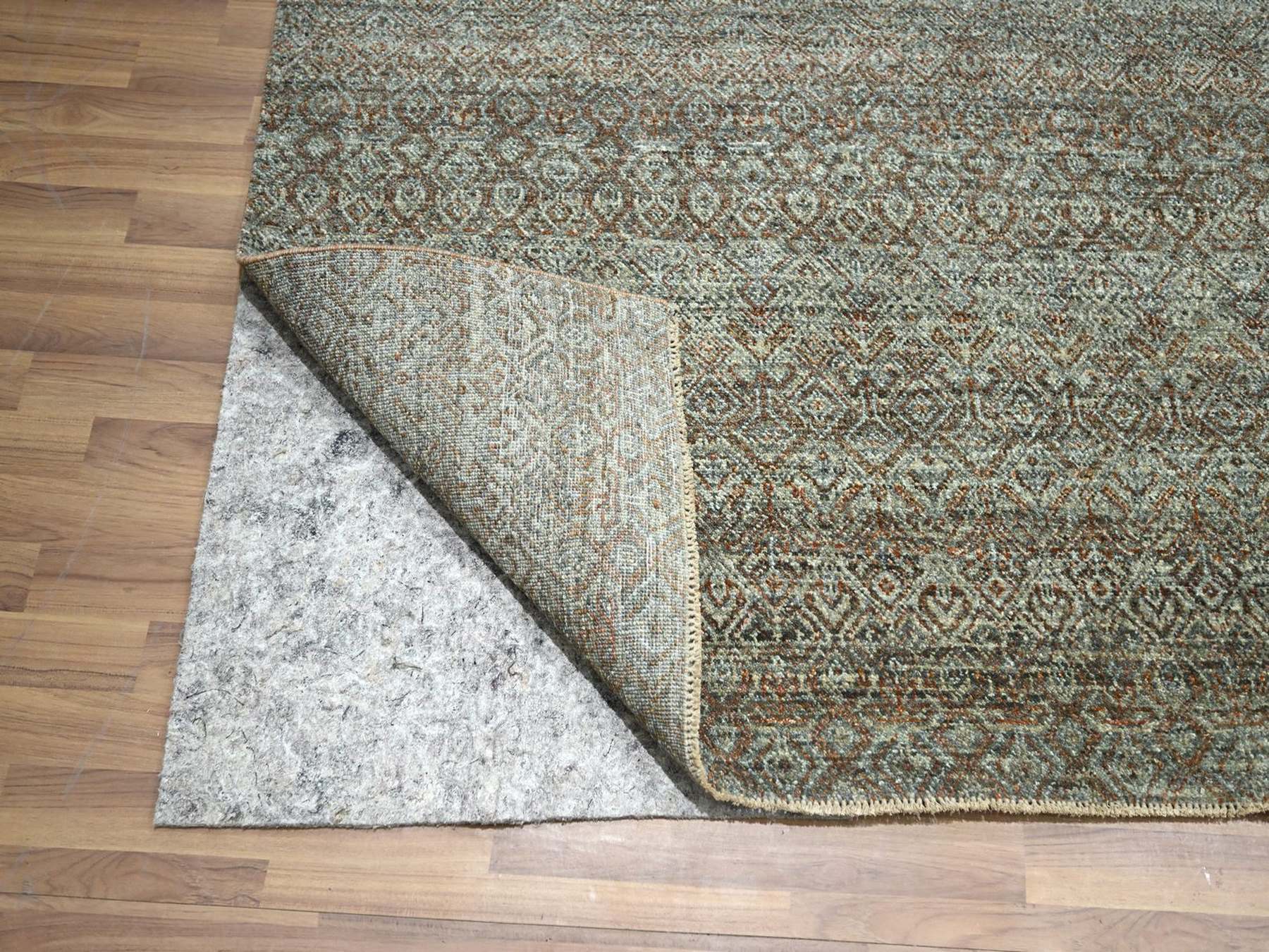12'x15' Sage Green, Hand Knotted, Kohinoor Herat Pattern, Small Geometric Repetitive Diamond Design, Soft Wool, Tone on Tone, Oversized, XL, Oriental Rug HR77085 - Image 4