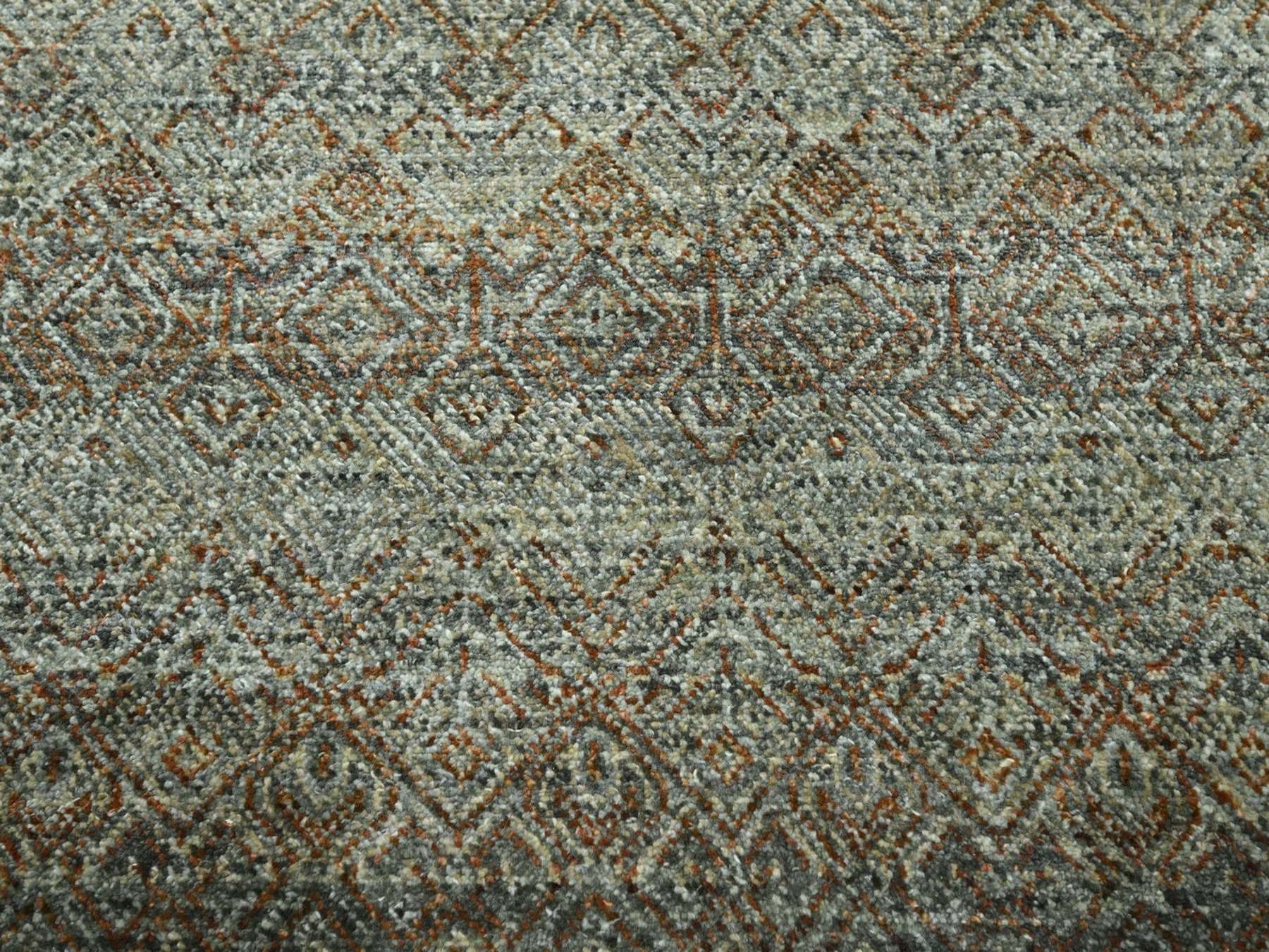 12'x15' Sage Green, Hand Knotted, Kohinoor Herat Pattern, Small Geometric Repetitive Diamond Design, Soft Wool, Tone on Tone, Oversized, XL, Oriental Rug HR77085 - Image 8