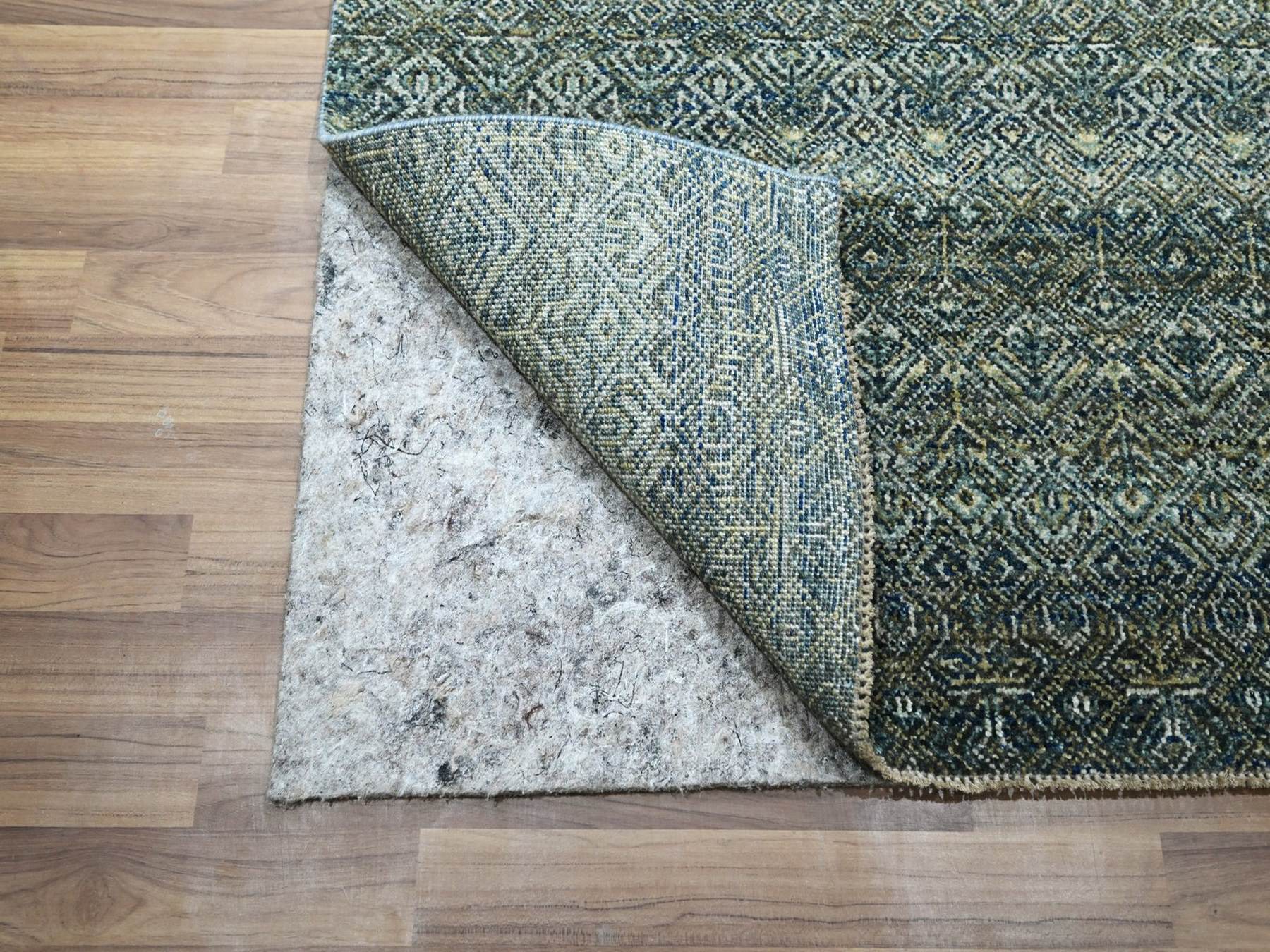 2'7"x16' Ocean Blue, Hand Knotted, Kohinoor Herat Pattern, Small Geometric Repetitive Diamond Design, Soft Wool, Tone on Tone, XL Runner, Oriental Rug HR77092 - Image 3