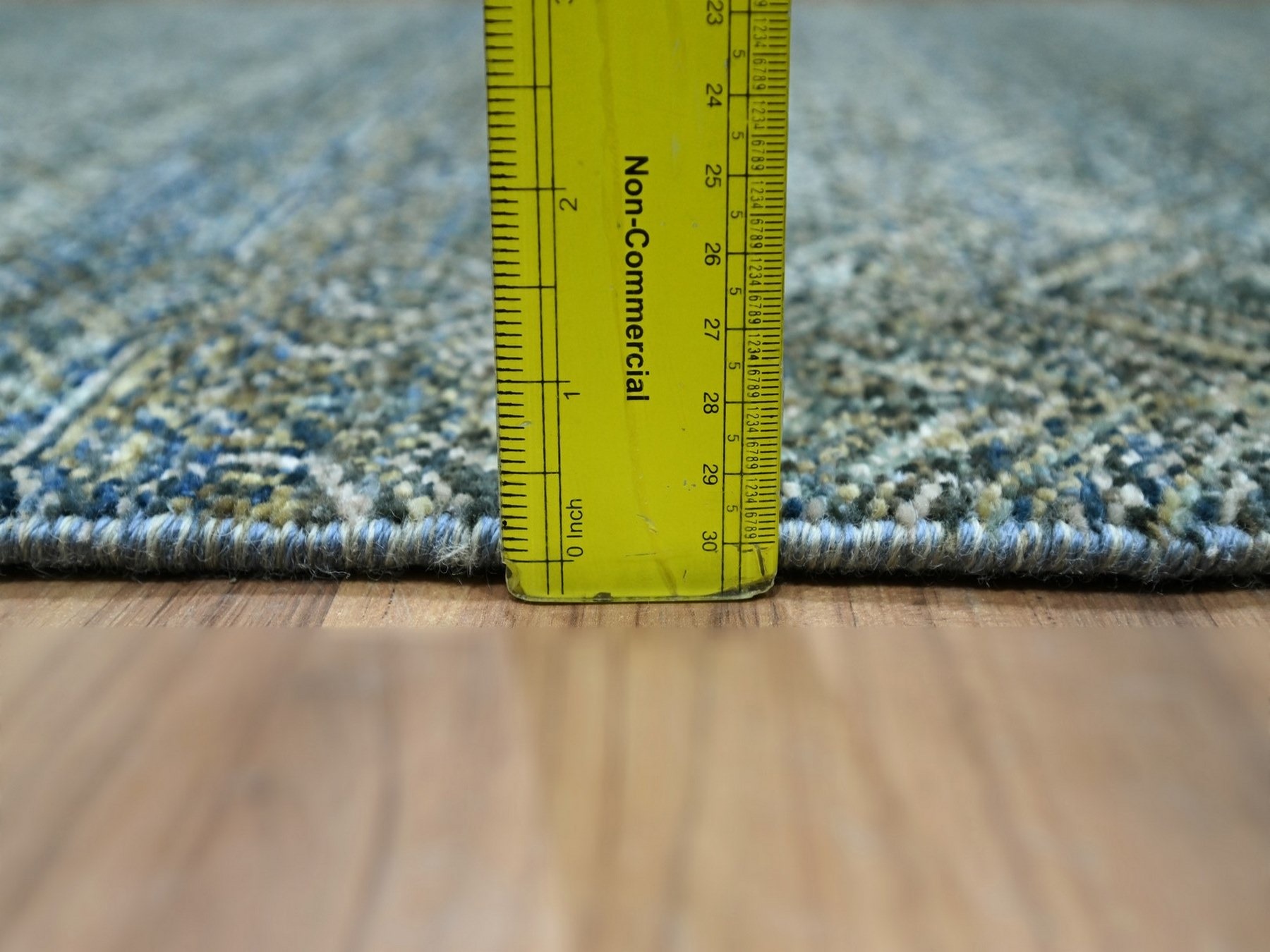2'7"x16' Ocean Blue, Hand Knotted, Kohinoor Herat Pattern, Small Geometric Repetitive Diamond Design, Soft Wool, Tone on Tone, XL Runner, Oriental Rug HR77092 - Image 6