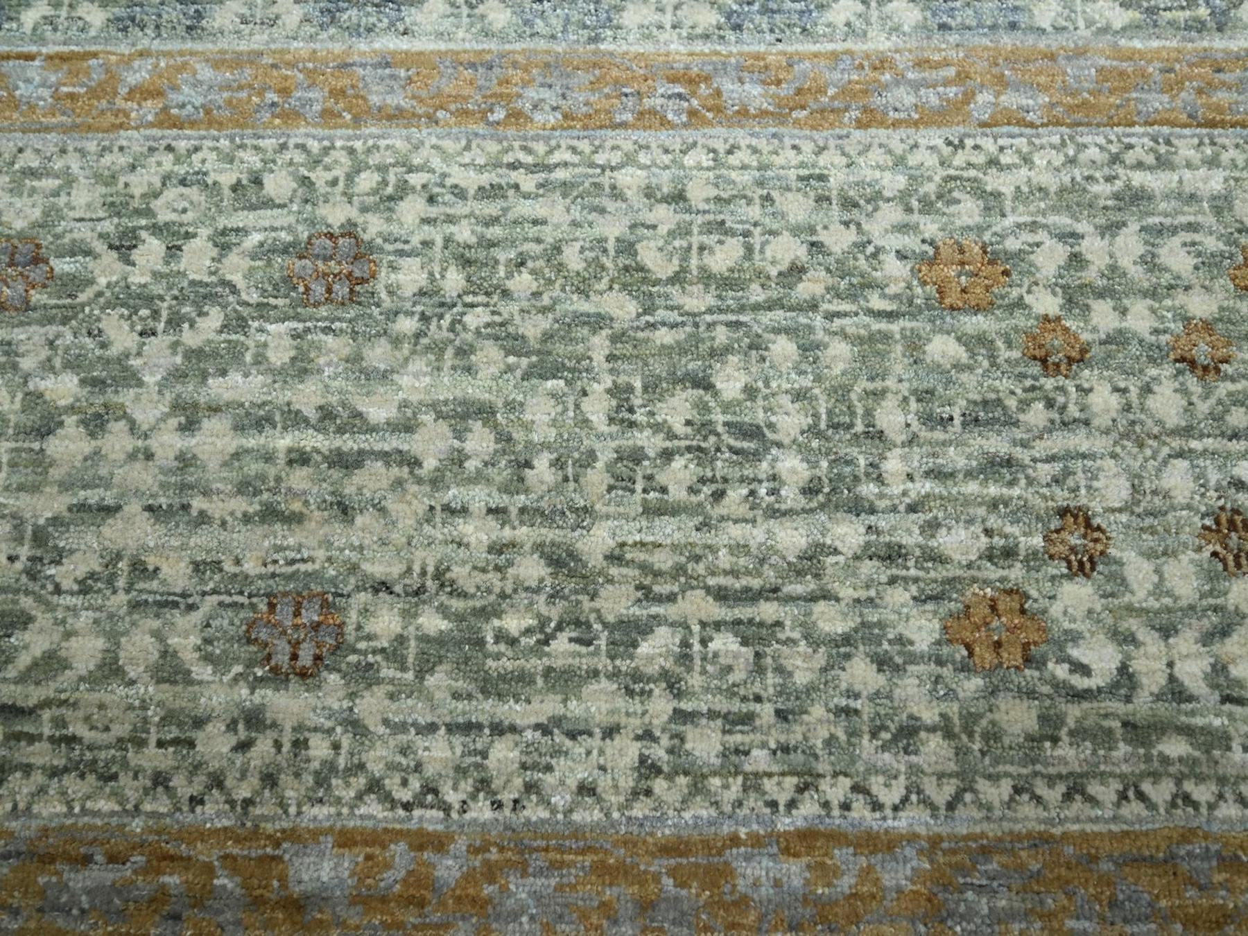9'x12' Pistachio Green, Pure Wool, Hand Knotted, Pre Historic 14th Century Influence, Mamluk Design, Natural Dyes, Oriental Rug HR77100 - Image 8