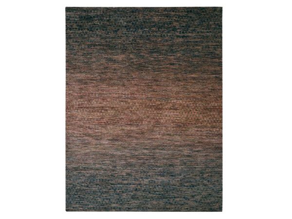 9'x12' Caramel Brown, Pure Wool, Grass Design with Looped Pile, Hand Knotted, Oriental Rug HR77102