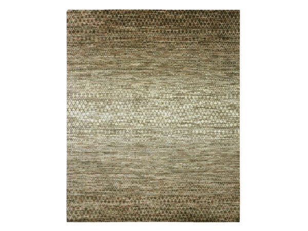 8'1"x10' Shades of Brown, Hand Knotted, Pure Wool, Grass Design with Looped Pile, Oriental Rug HR77108