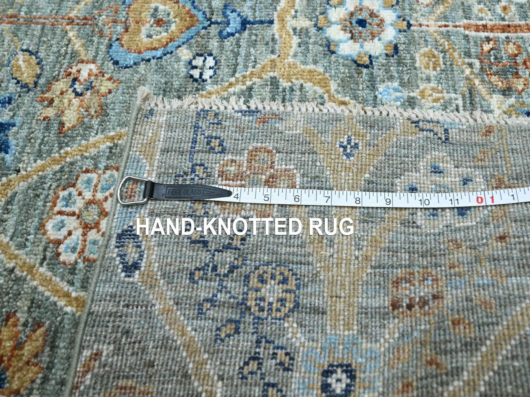 5'1"x7' Sage Green, Agra, Trellis Borderless Garden Design, Hand Knotted, Hand Spun New Zealand Wool, Oriental Rug HR77113 - Image 7