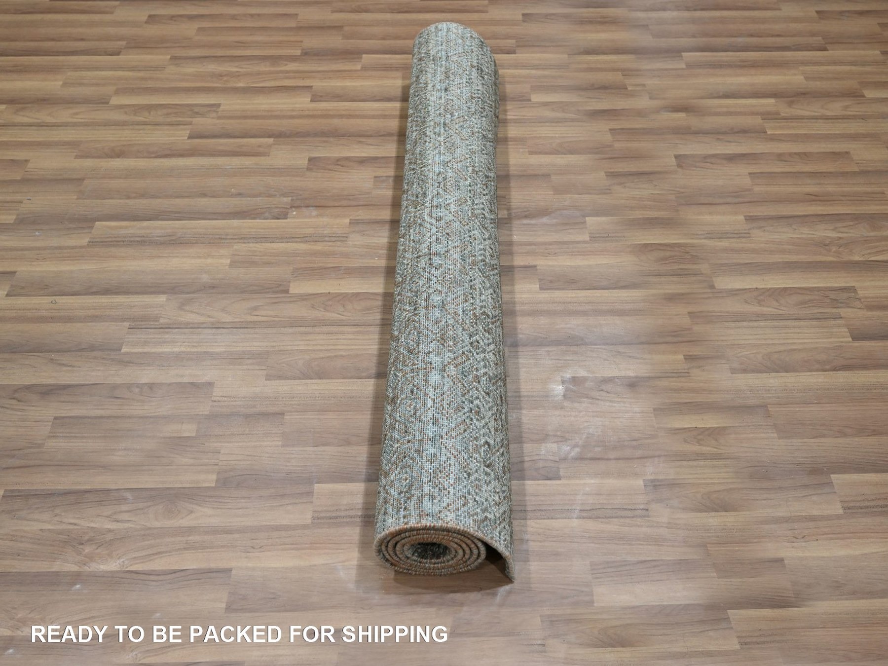 4'1"x6'1" Sage Green, Tone on Tone, Hand Knotted, Kohinoor Herat Pattern, Small Geometric Repetitive Diamond Design, Soft Wool, Oriental Rug HR77115 - Image 5