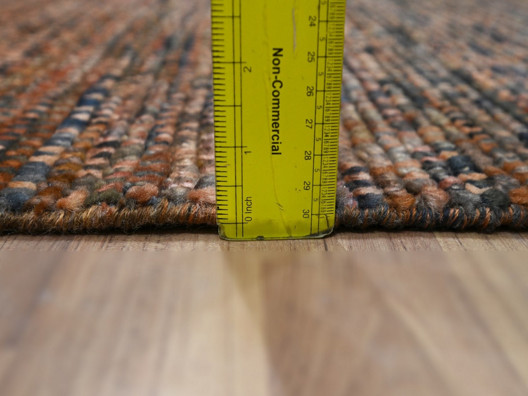 2'x3' Shades of Brown, Pure Wool, Grass Design with Looped Pile, Hand Knotted, Mat, Sample, Oriental Rug HR77120 - Image 3