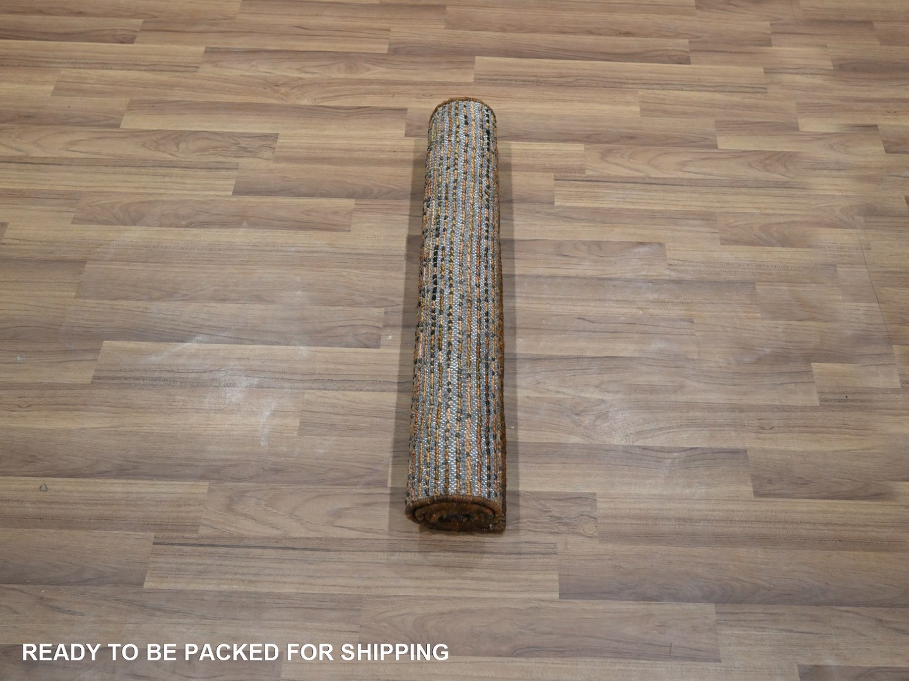 2'x3' Shades of Brown, Pure Wool, Grass Design with Looped Pile, Hand Knotted, Mat, Sample, Oriental Rug HR77120 - Image 5
