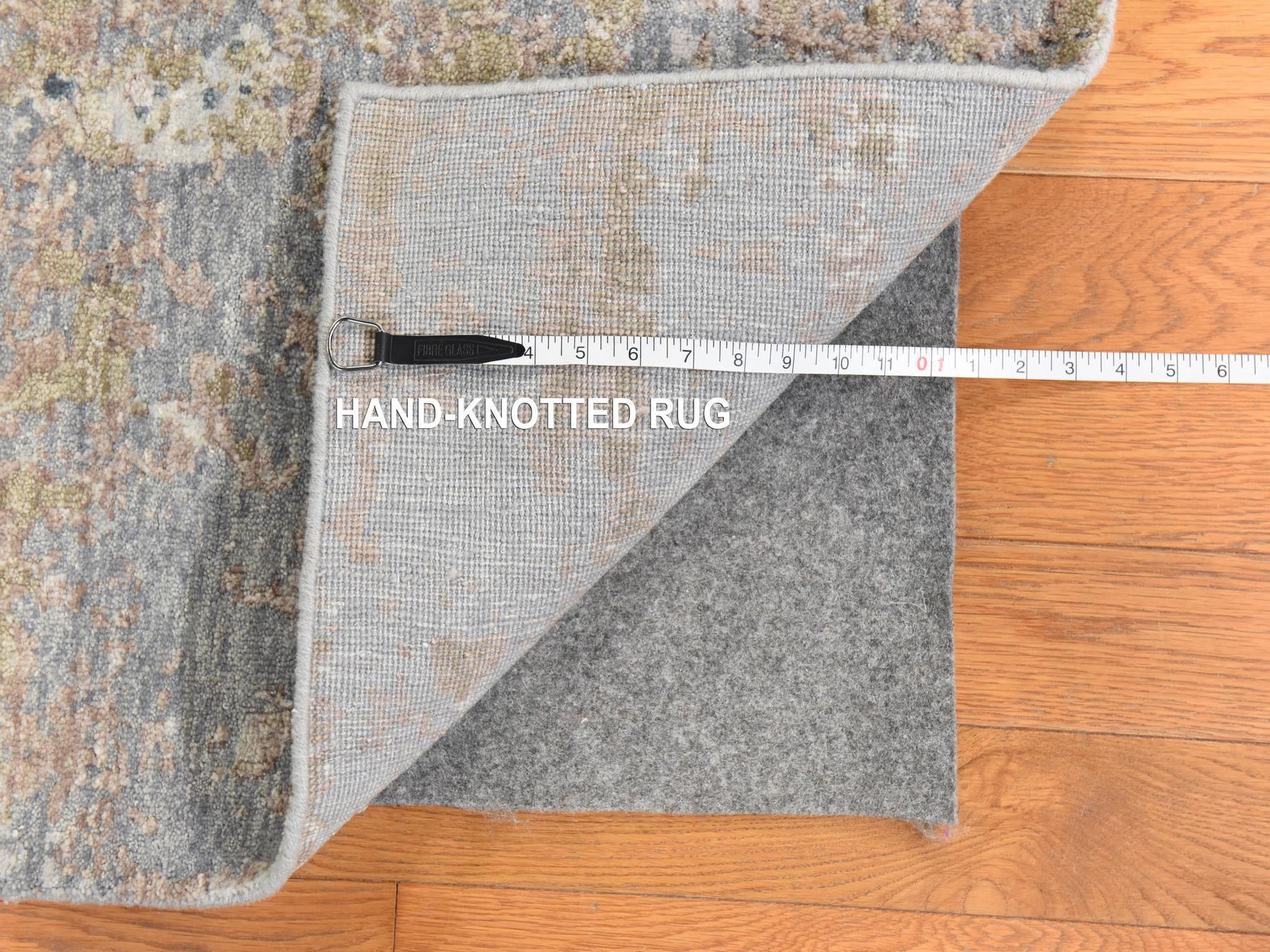 8'x9'10" Gray-Beige, Persian Knot, Galaxy Modern Abstract Design in Soft Colors, Wool and Silk, Denser Weave, Hand Knotted, Oriental Rug HR78665 - Image 7