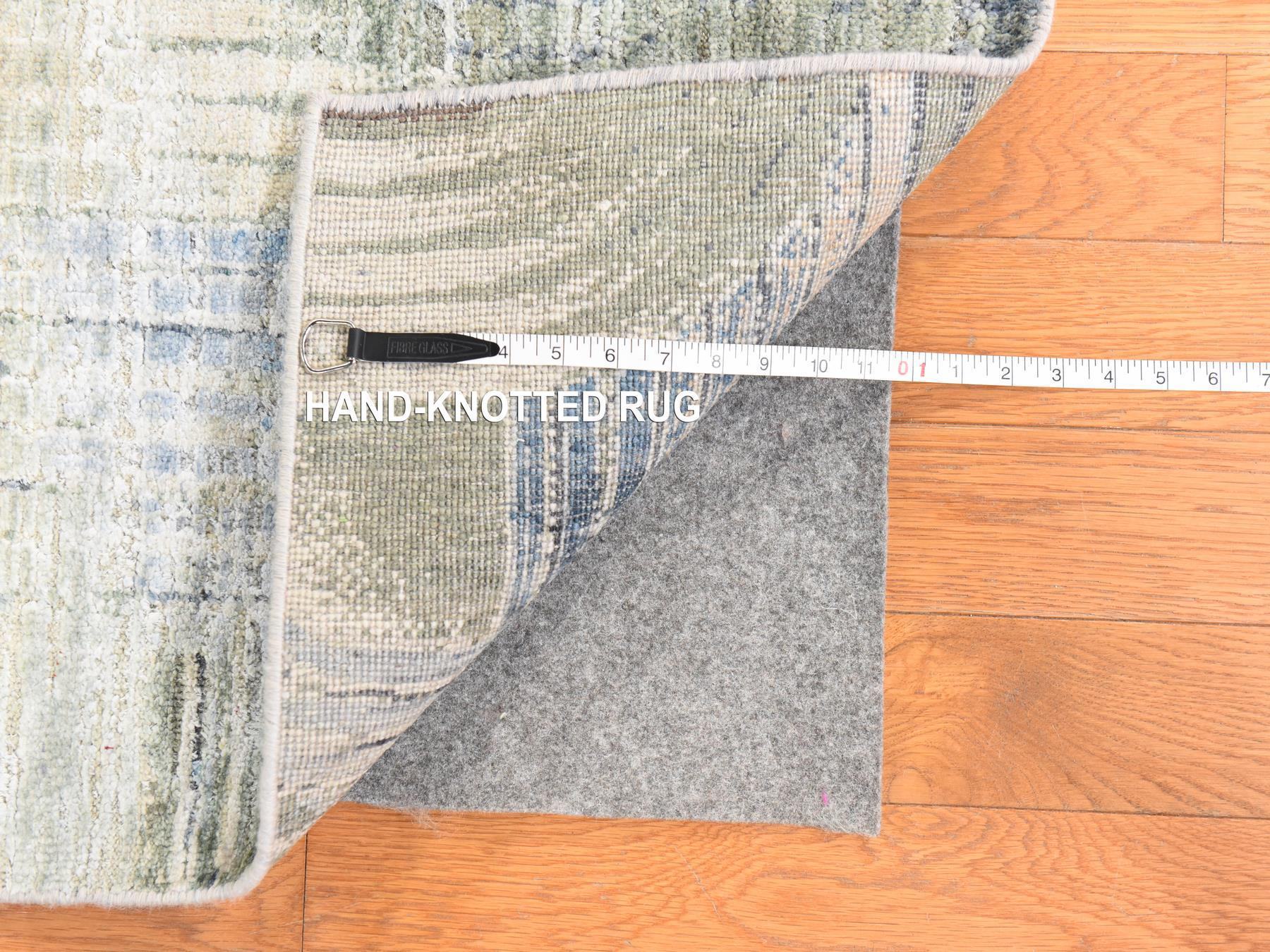 8'x10'2" Ivory, THE INTERTWINED PASSAGE, Silk with Textured Wool, Hand Knotted, Oriental Rug HR78668 - Image 7
