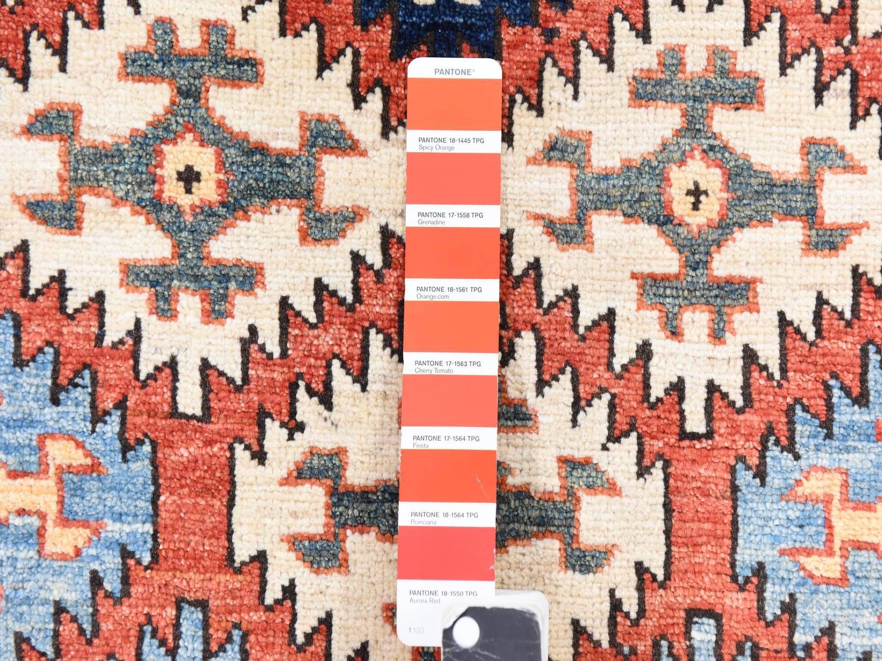 4'x6' Yam Orange, Afghan Ersari with Repetitive Design, Pure Wool, Hand Knotted, Oriental Rug HR78673 - Image 5