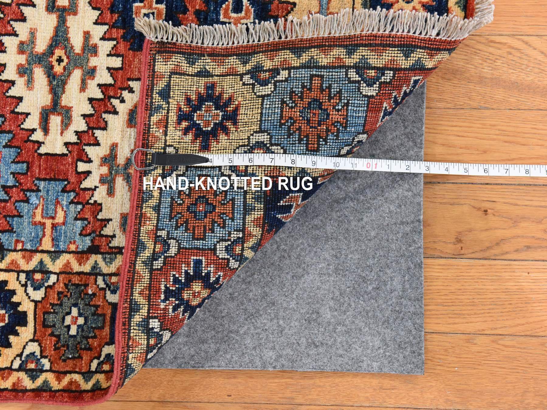 4'x6' Yam Orange, Afghan Ersari with Repetitive Design, Pure Wool, Hand Knotted, Oriental Rug HR78673 - Image 6