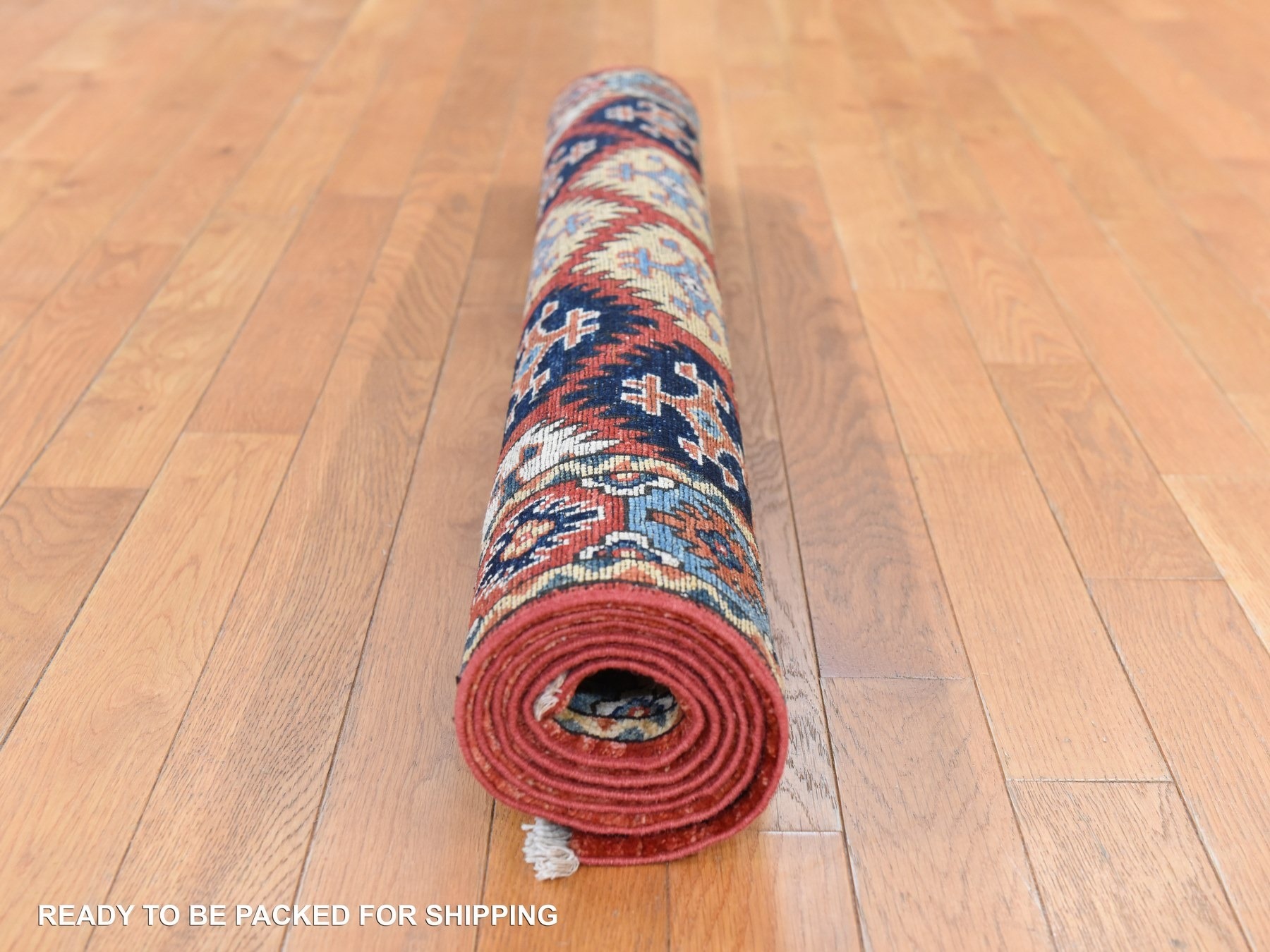 4'x6' Yam Orange, Afghan Ersari with Repetitive Design, Pure Wool, Hand Knotted, Oriental Rug HR78673 - Image 8