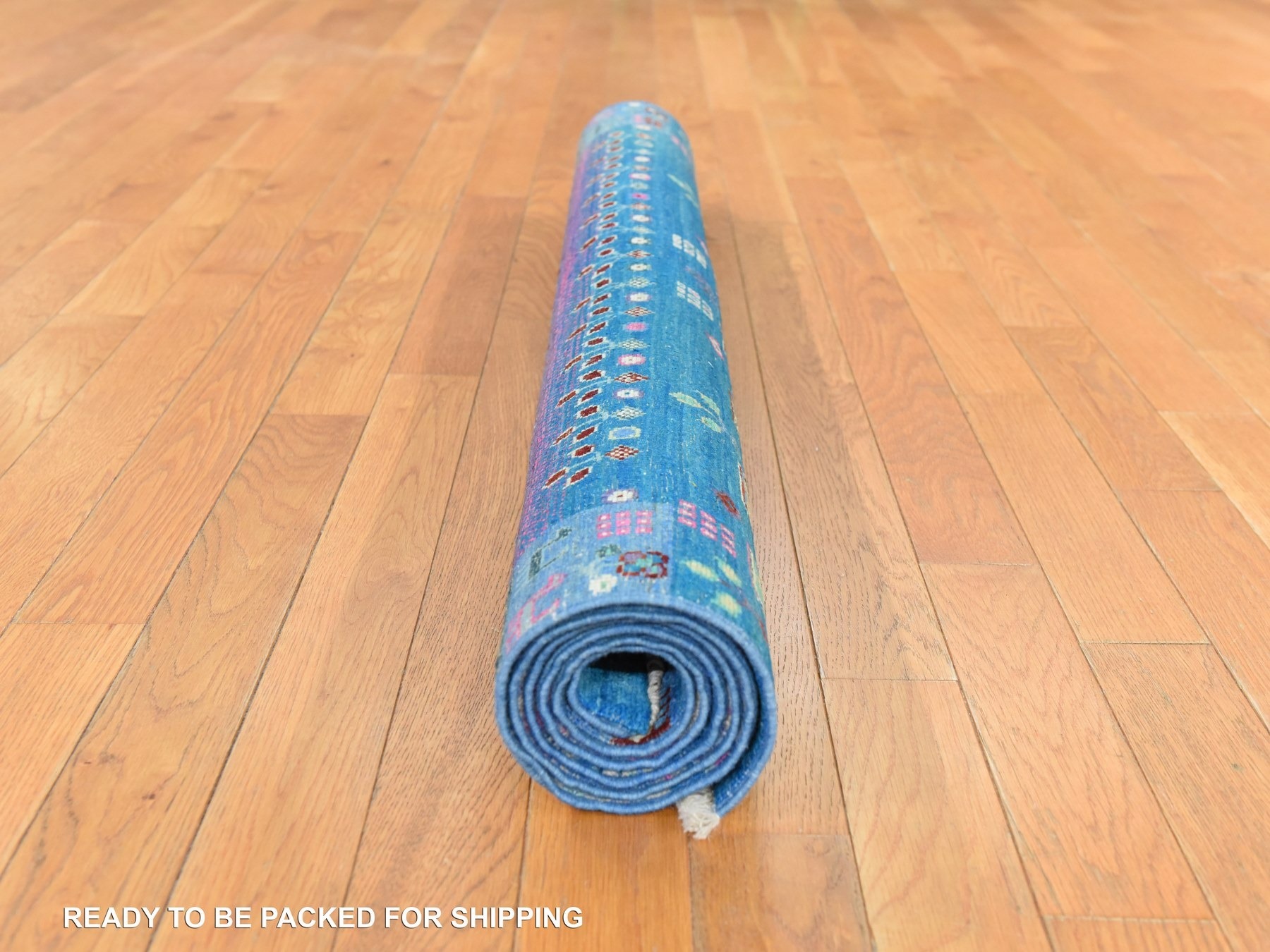 4'x5'10" Diva Blue, Fine Kashkuli Gabbeh with Small Animal Figurines, Hand Knotted, Natural Dyes, Pure Wool, Oriental Rug HR78675 - Image 8
