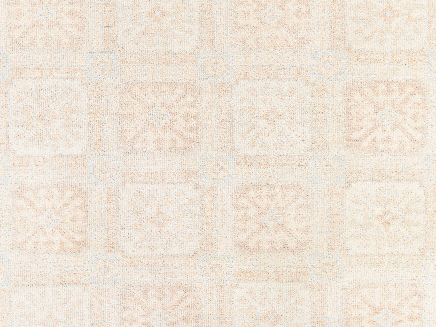 4'1"x6'1" Alabaster White, Washed Out Peshawar with Khotan Design, Hand Knotted, Pure Wool, Oriental Rug HR78683 - Image 4