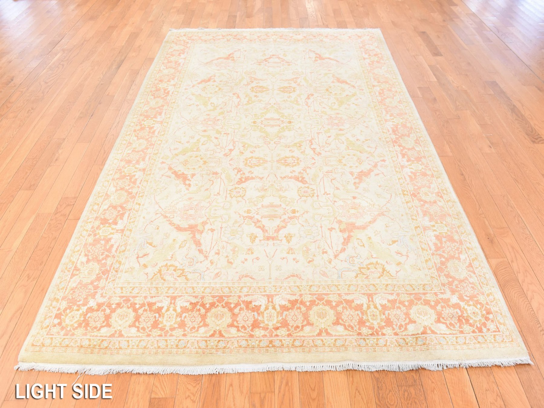 6'x9'4" Beige, 300 KPSI, New Pak Persian, All Over Design, Vegetable Dyes, Hand Knotted, 100% Wool, Oriental Rug HR78690 - Image 3